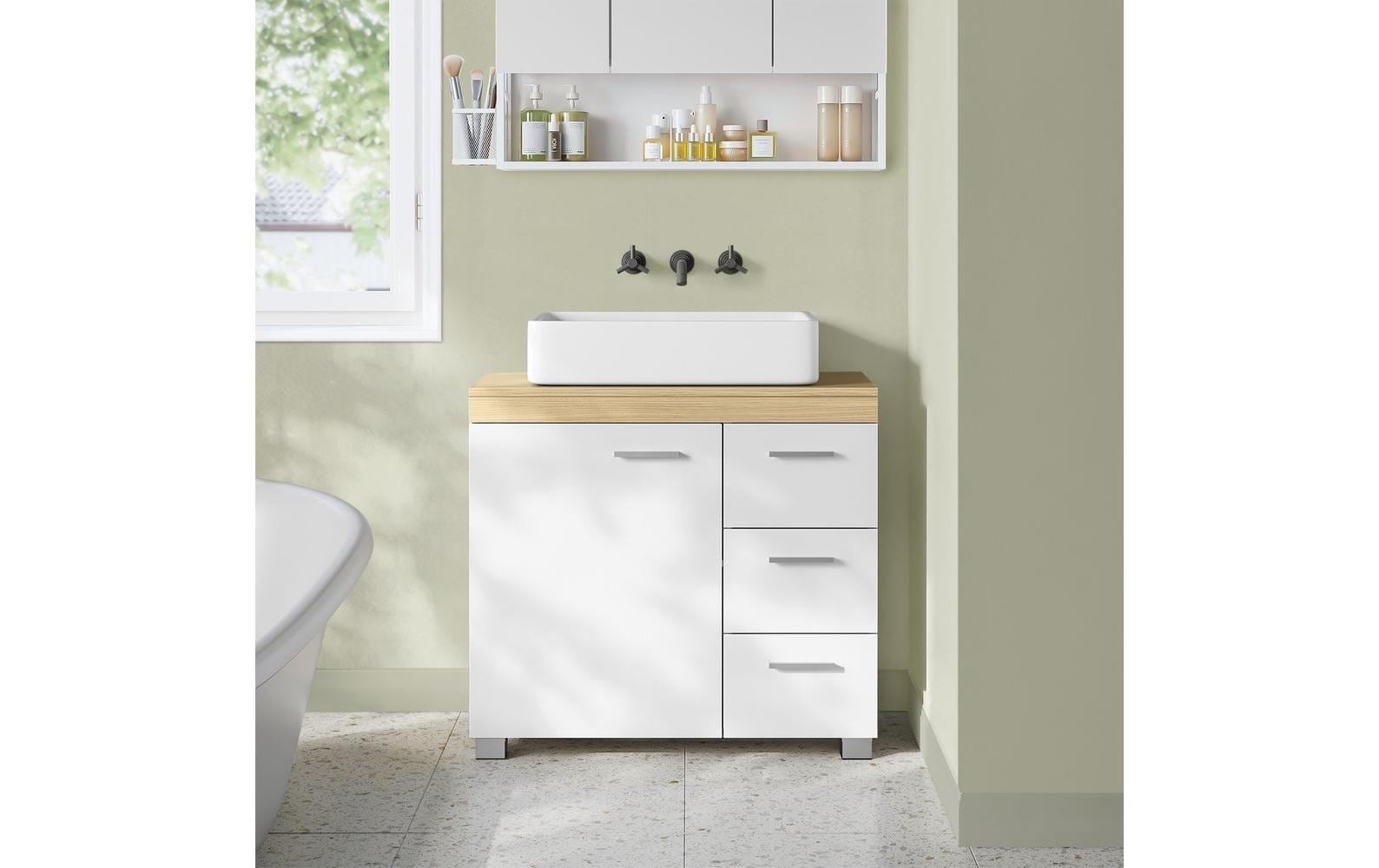 VASAGLE Badregal »64 x 70 cm Braun/Weiss«