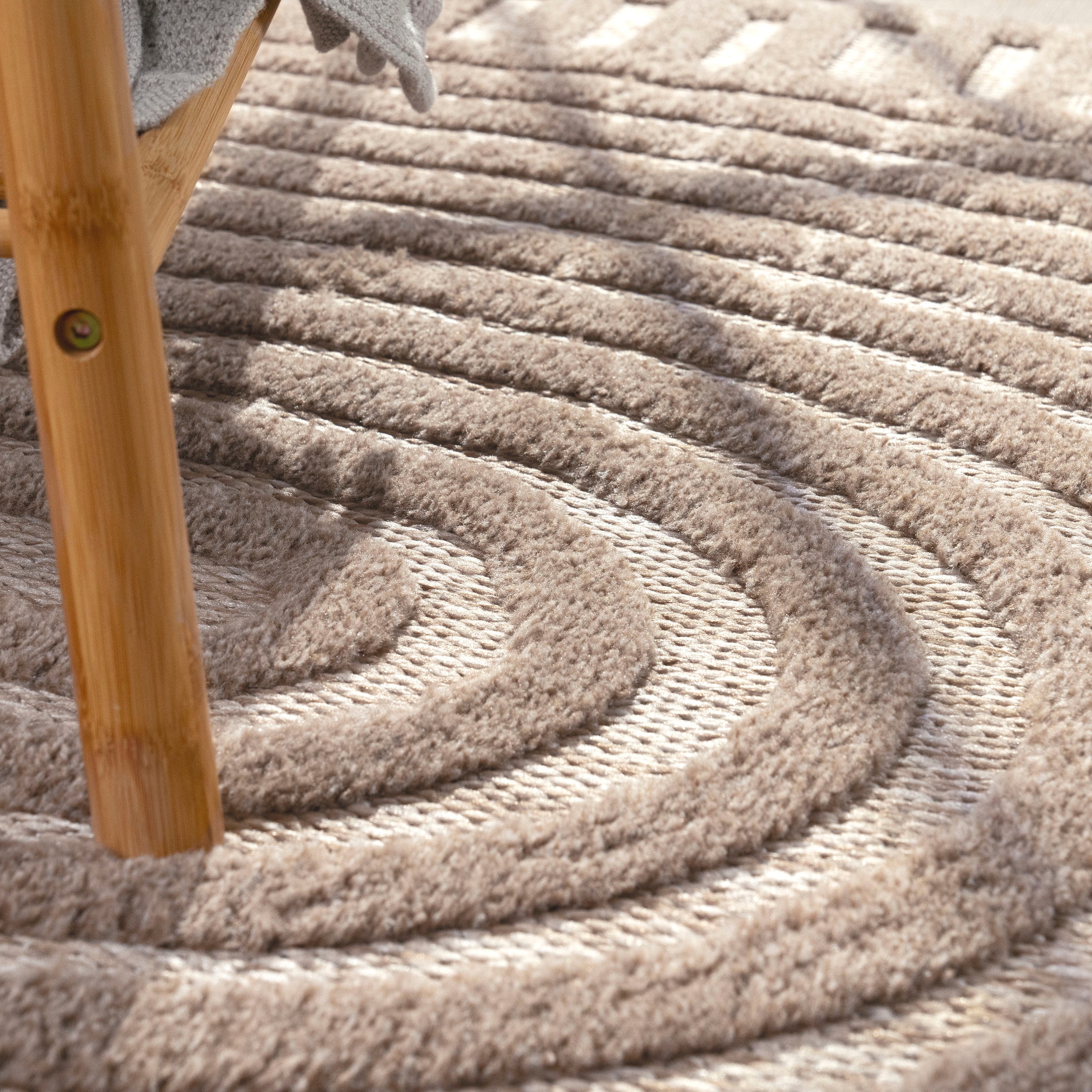 Paco Home Teppich »Livorno 674«, rechteckig, 14 mm Höhe, Uni Farben, moderner Hoch-Tief-Effekt, Scandi-Look, Outdoor geeignet