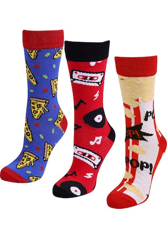 Socken, (Packung, 3 Paar), mit lustigen Designs