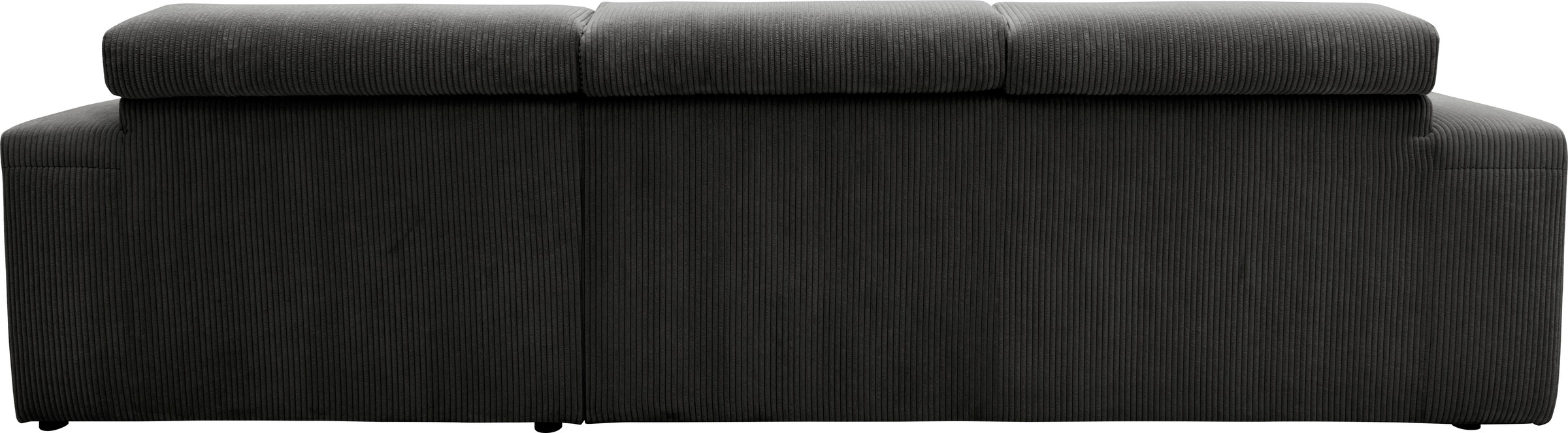 DOMO collection Ecksofa »Brandon B/T/H: 289/177/80 cm, whlw. mit Sitztiefenverstellung, L-Form«, ohne Sitztiefenverstellung, Cord, grau