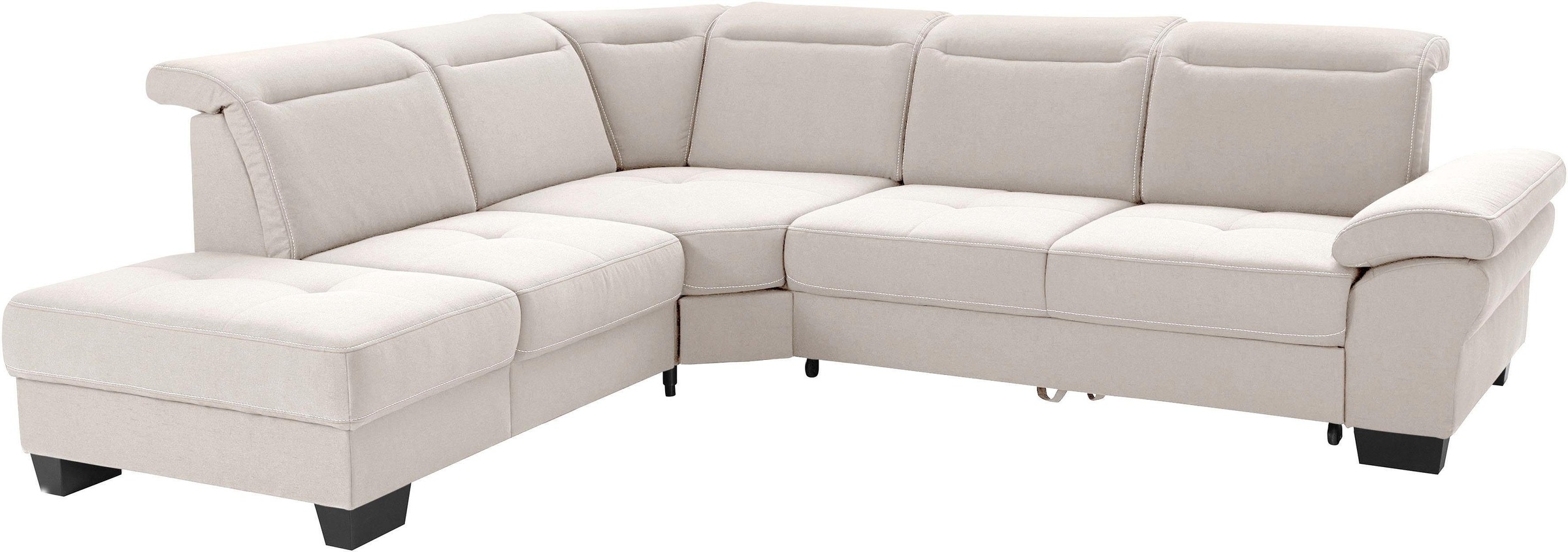 Places of Style Ecksofa »Cornwall L-Form«, incl. Sitztiefenverstellung, mit Bettfunktion und Kopfteilverstellung