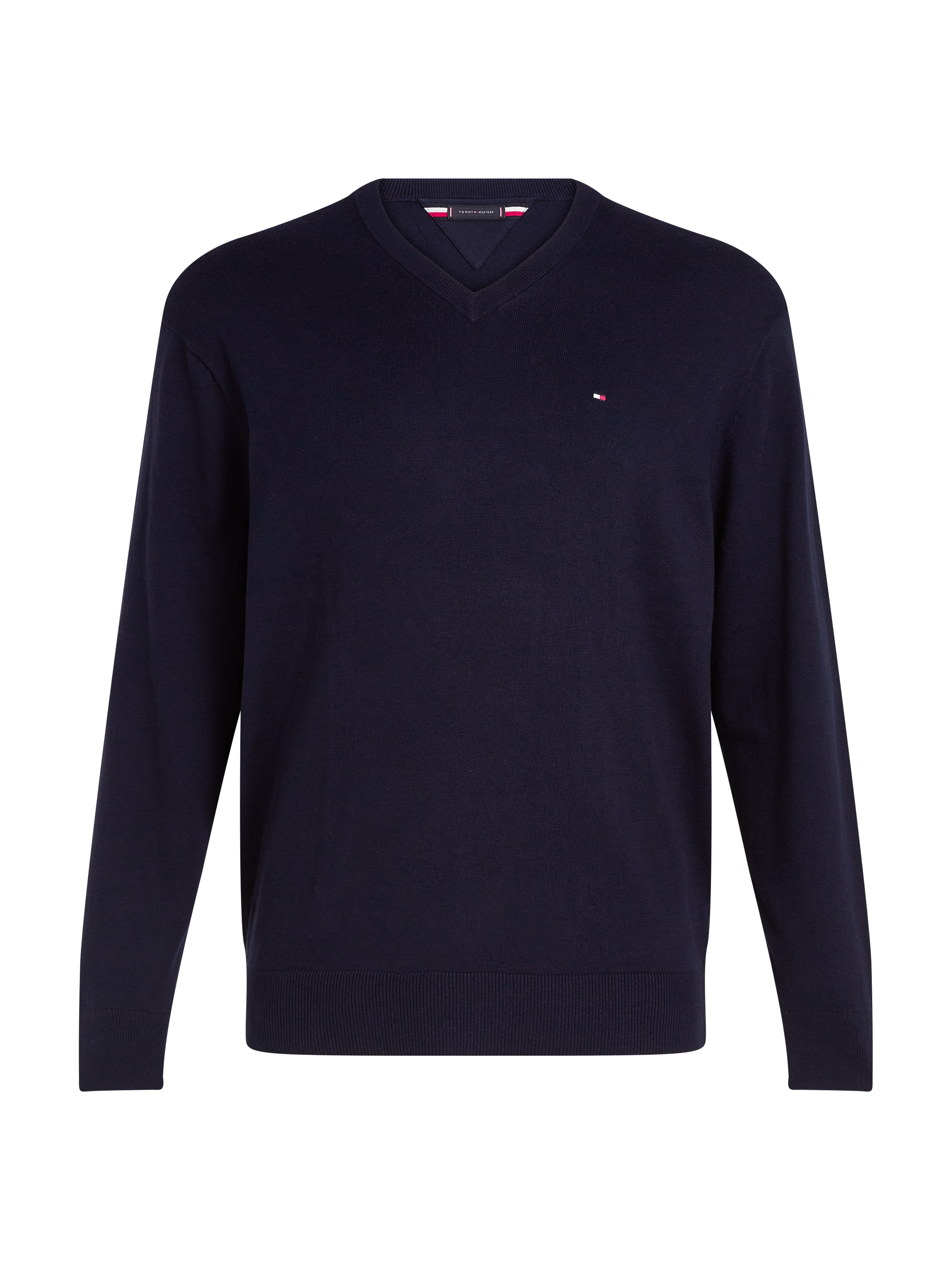 Tommy Hilfiger Big & Tall Strickpullover »BT-PIMA ORG CTN CASHMERE VNCK-B«, in Grossen Grössen, mit Logostickerei auf Brusthöhe