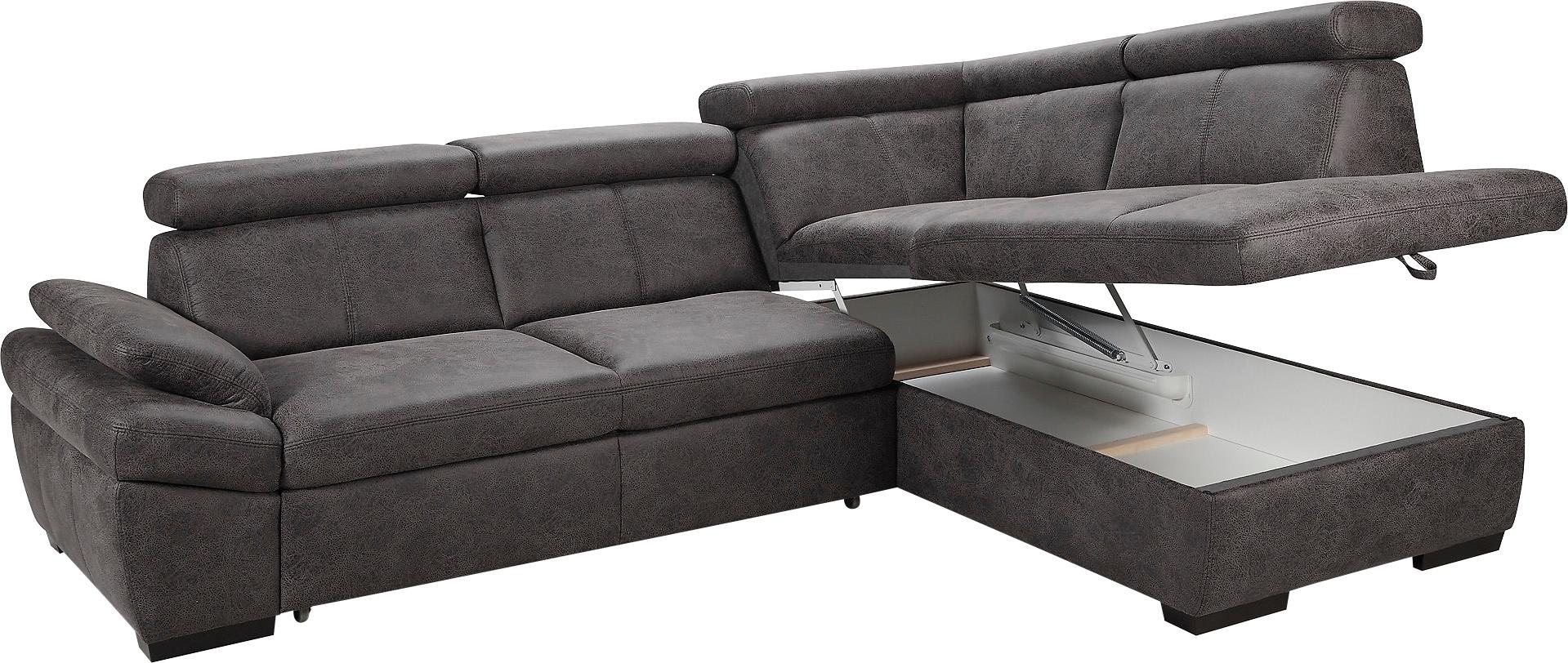 exxpo - sofa fashion Ecksofa »Salerno, klassisch modernes Funktionssofa, hoher Sitzkomfort, L-Form«, inkl. Kopf- und Armteilverstellung, wahlweise mit Bettfunktion
