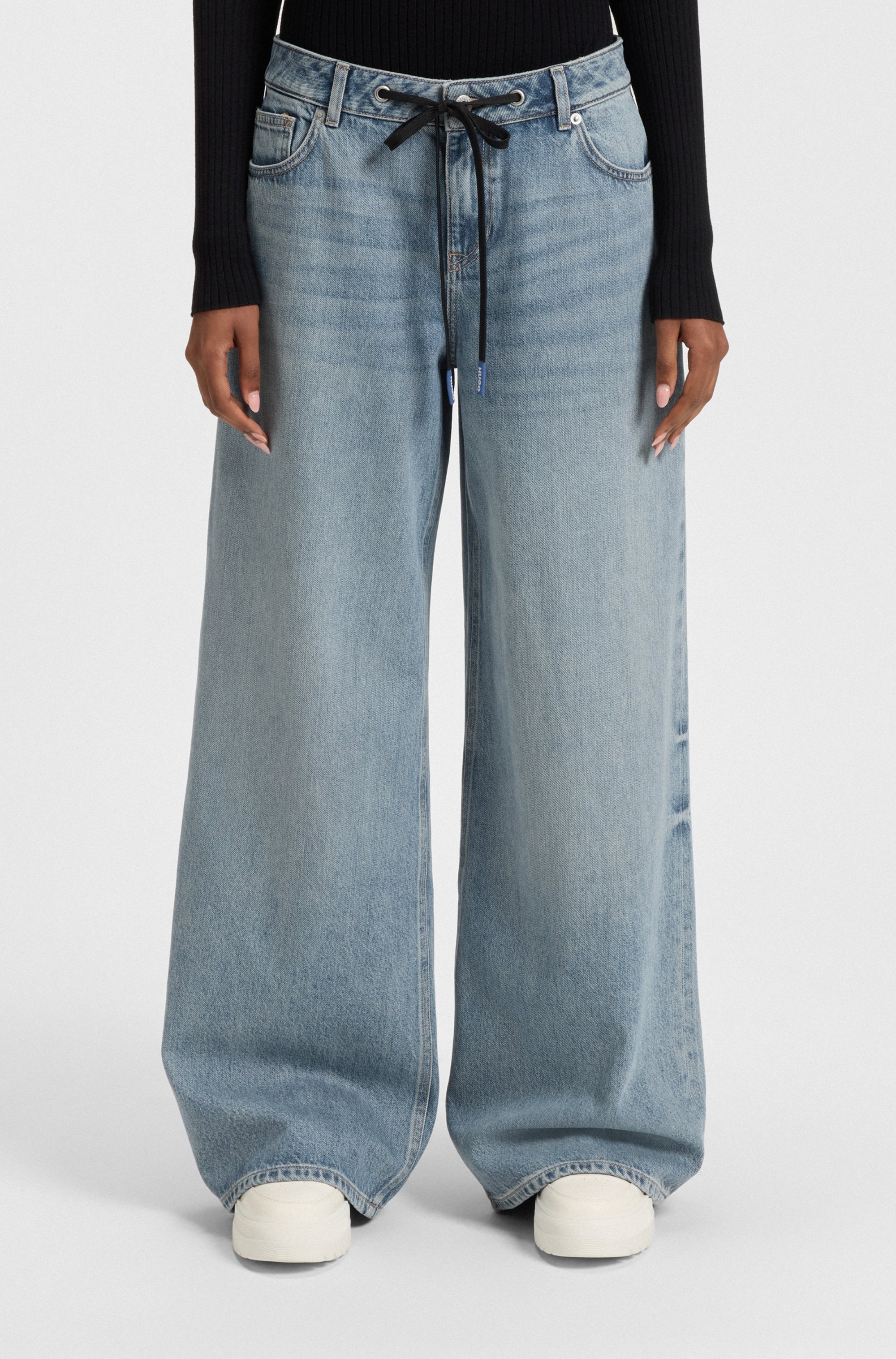HUGO Blue Weite Jeans »Gobana« Baggy Jeans mit Kordelzug zum Binden