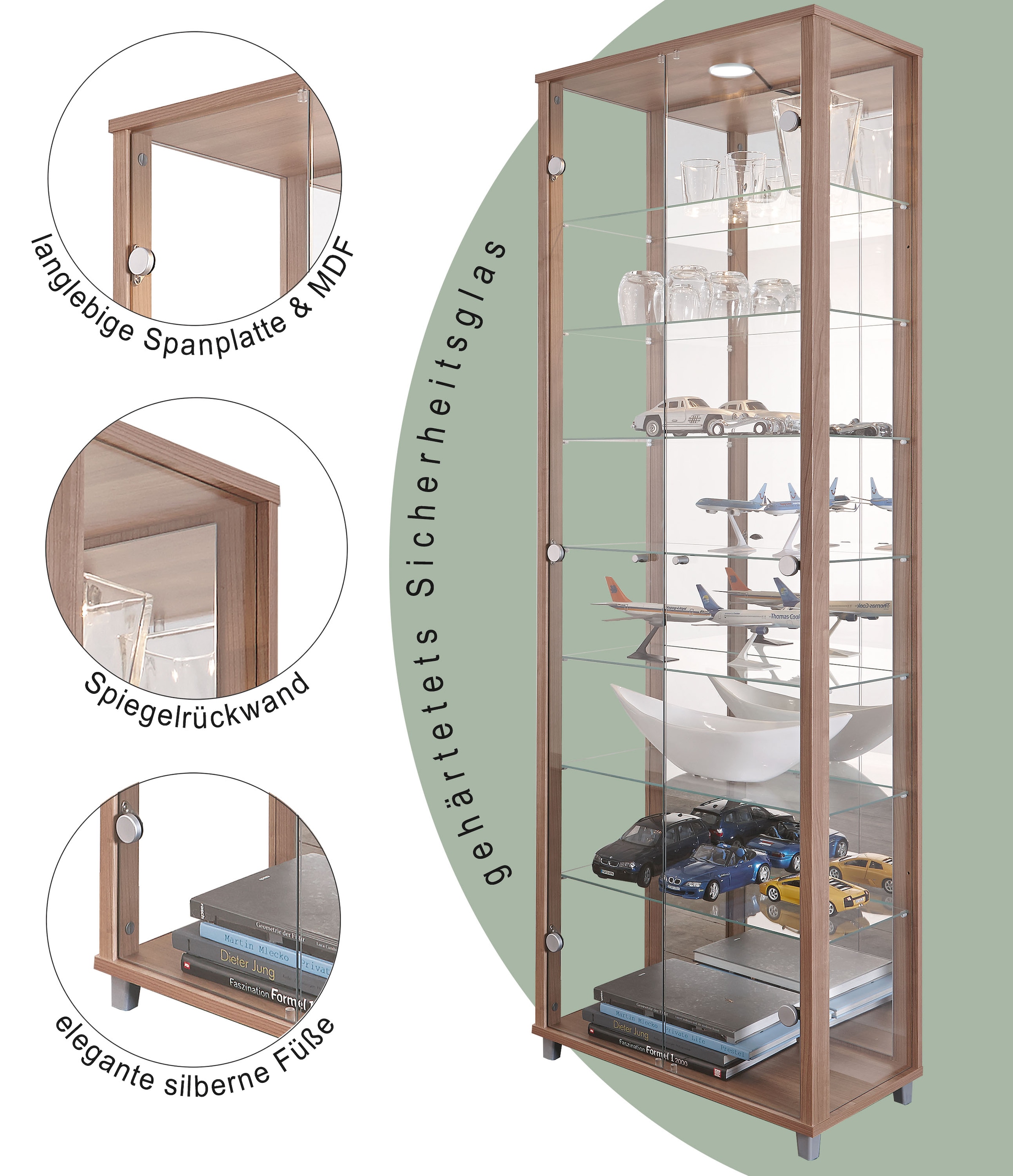 fif möbel Vitrine »OPTIMA«, Standvitrine/Glasvitrine 2x Glastür,perfekt für Sammler,Sammlervitrine