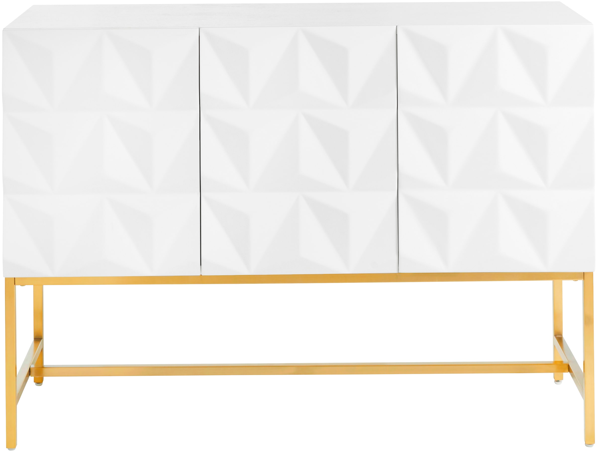 Leonique Sideboard »Rovuma, TOPSELLER!, OTTOs Choice«, (Kommode, FSC-zertifizierter Holzwerkstoff, lackiert), in 3D-Optik und goldfarbenem Metallgestell