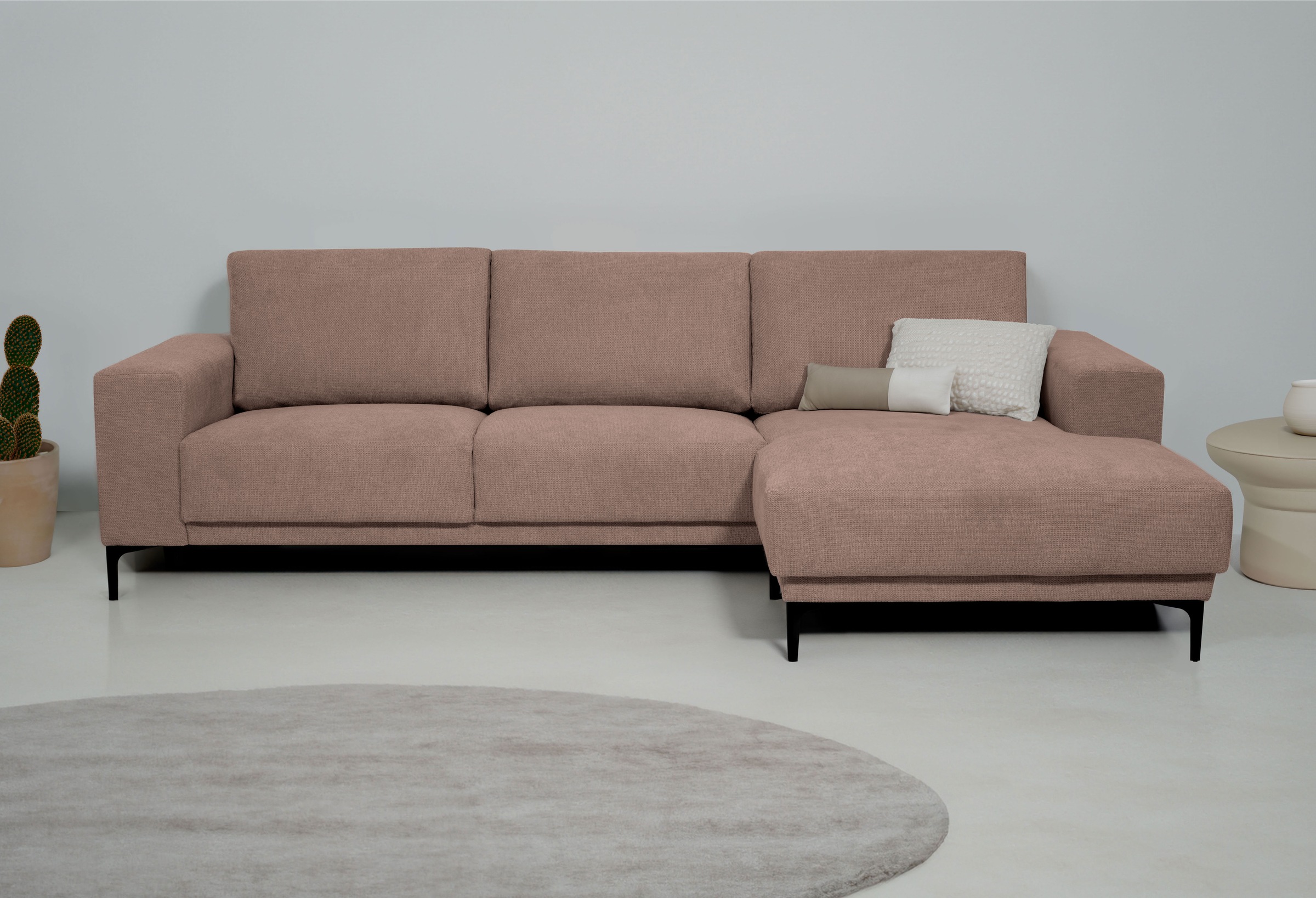 GOODproduct Ecksofa "Xander, L-Form," Breite 280 cm, Soft-Touch Chenille, schwarze Metallfüsse