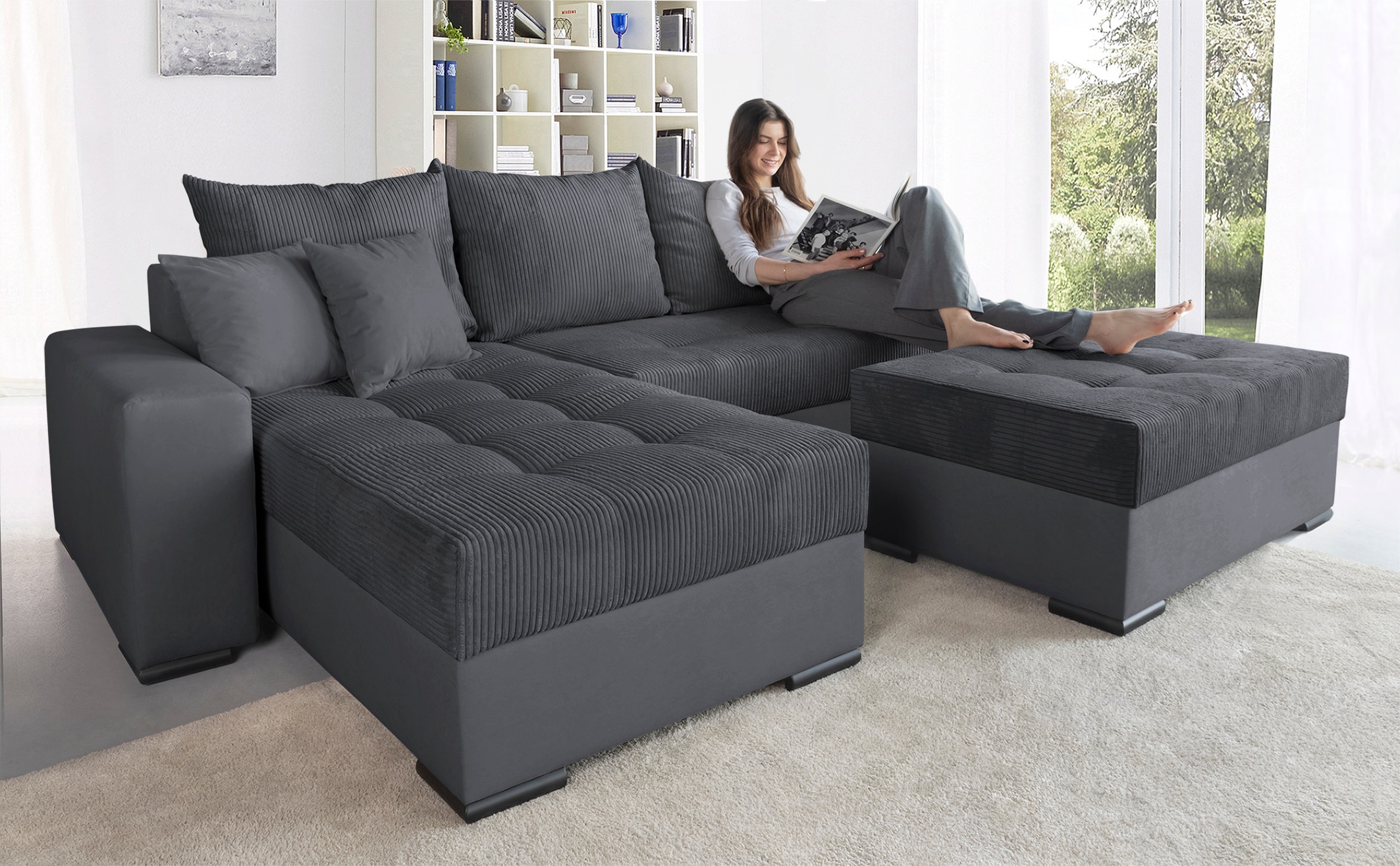 COLLECTION AB Ecksofa »Josy L-Form«, mit Bettfunktion und Bettkasten, Federkern