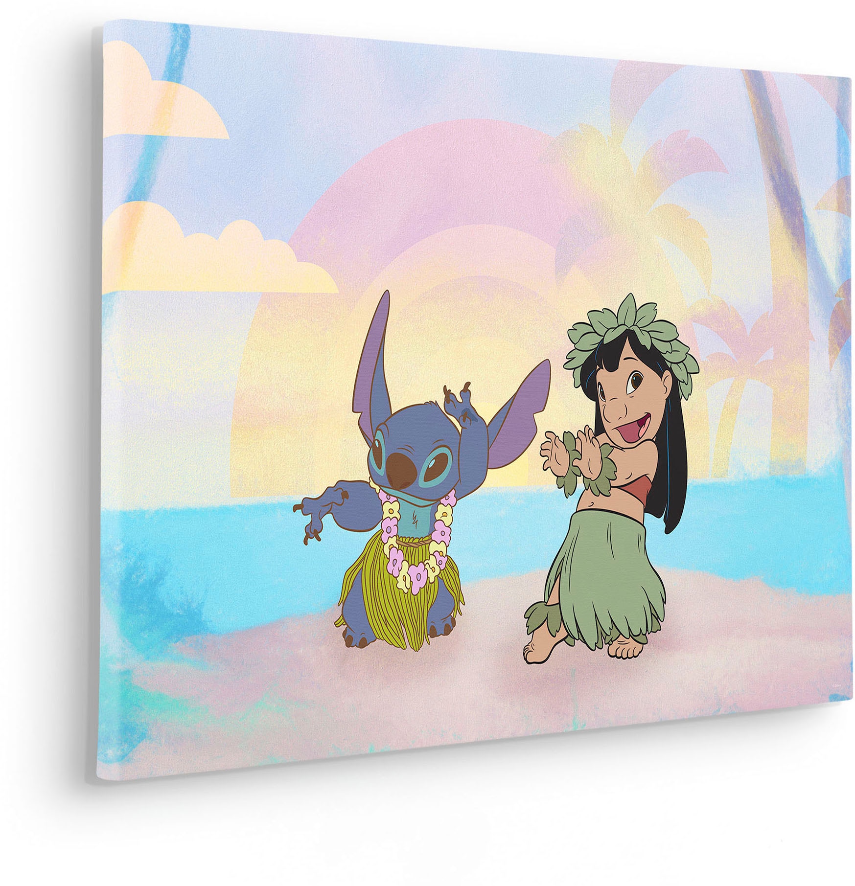 Komar Leinwandbild »Lilo and Stitch Dancing - Grösse 60 x 40 cm«, Disney, (1 St., 60 x 40 cm (Breite x Höhe), Keilrahmenbild mit Echtholzrahmen, Kinderzimmer