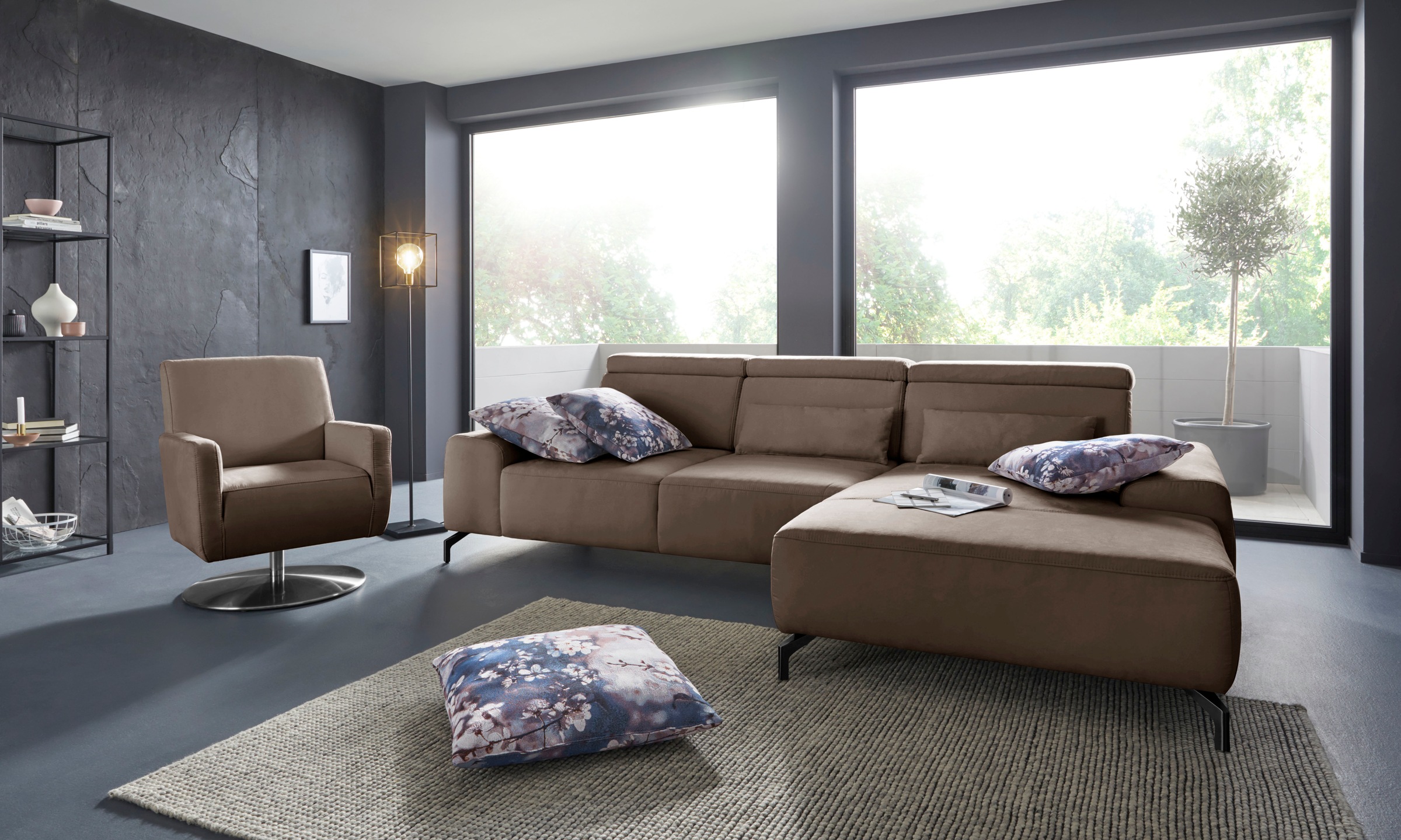 sit&more Ecksofa »Gizeh L-Form«, Fusshöhe 15 cm, inklusive Sitztiefenverstellung und Kopfteilverstellung