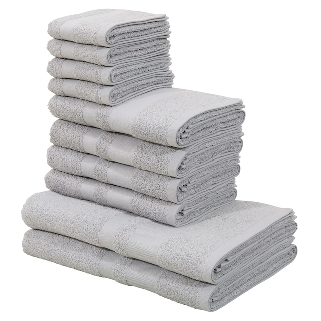 my home Handtuch Set »Vanessa«, Set, 10 tlg., Walkfrottee, Handtücher mit  Bordüre, einfarbiges Handtuch-Set aus 100% Baumwolle online shoppen |  Jelmoli-Versand