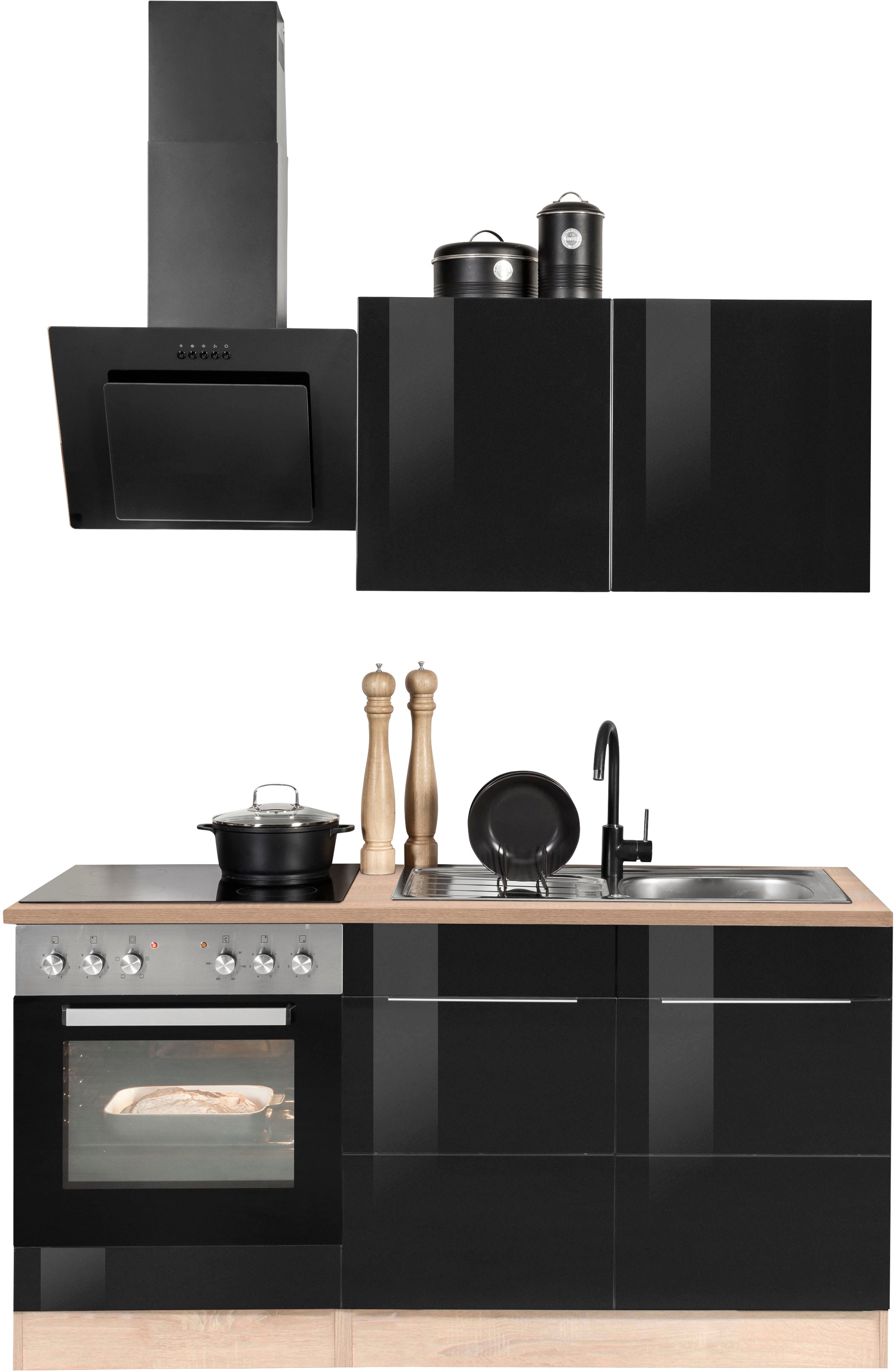 KOCHSTATION Küchenzeile "KS-Brindisi" Breite 210 cm, wahlweise mit E-Geräten, mit MDF-Fronten