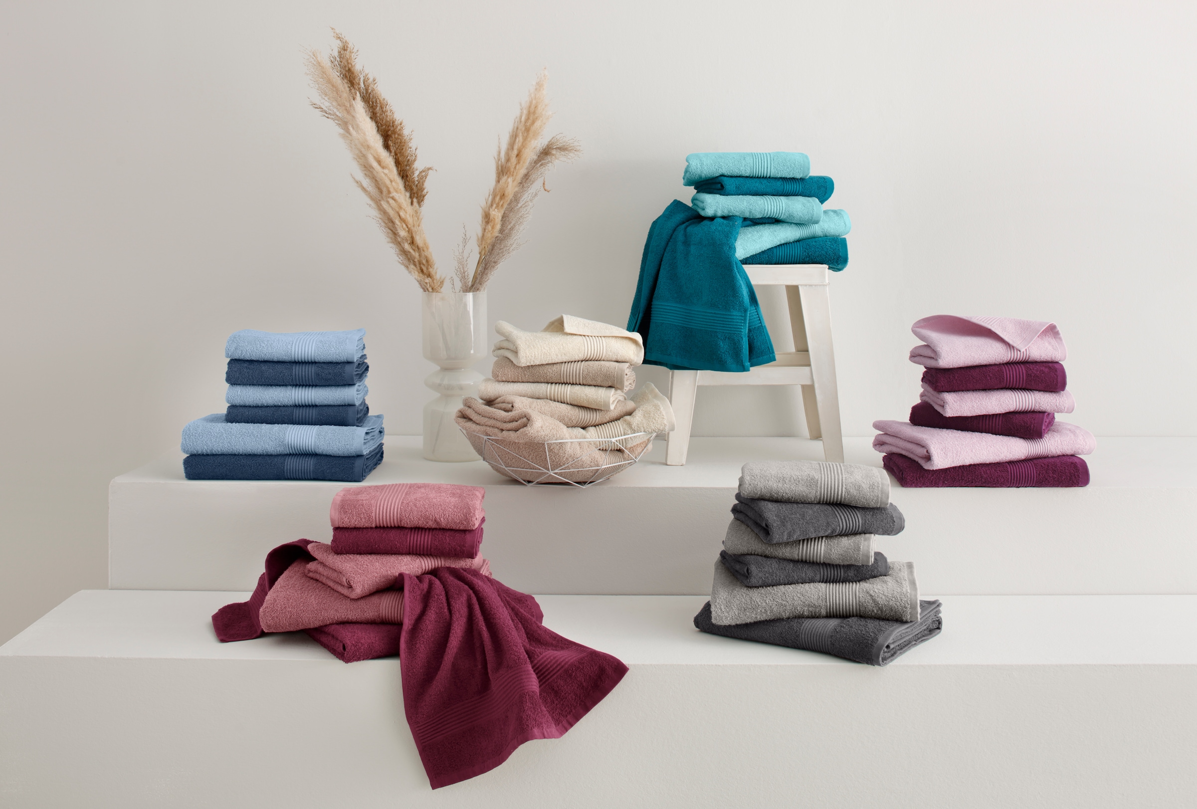 my home Handtuch Set »Anna«, Set, 6 tlg., Walkfrottee, gestreifte Bordüre,  Handtuch-Set, Handtücher aus 100% Baumwolle online kaufen | Jelmoli-Versand