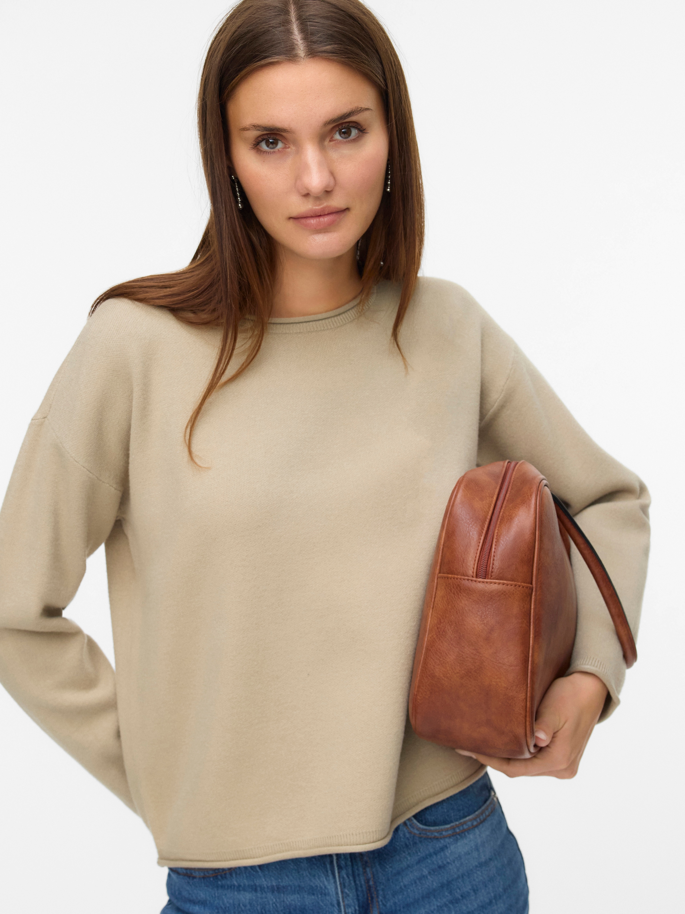 Vero Moda Strickpullover »VMGOLD ROLL LS O-NECK PULLOVER GA«