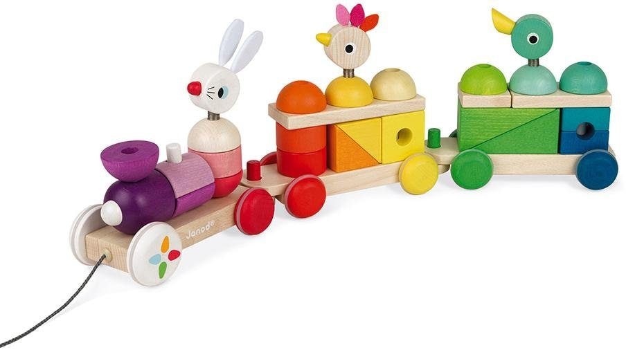 Janod Spielzeug-Eisenbahn »Zigolos Nachziehzug Hase, Huhn und Ente gross«, FSC®- schützt Wald - weltweit