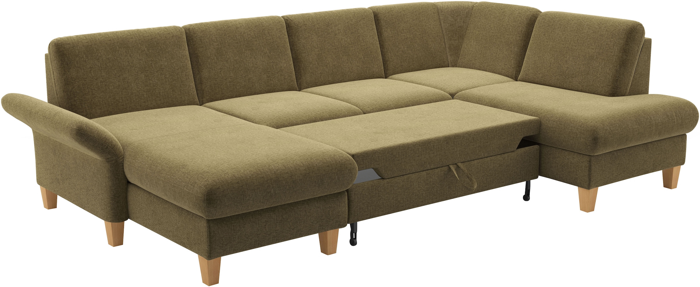Home affaire Wohnlandschaft »Rochelle, U-Form«, optional mit Armteilverstellung, mit Bettfunktion & Bettkasten