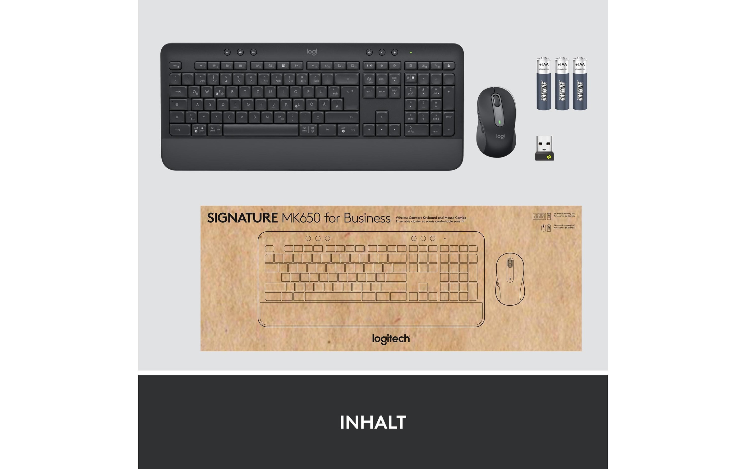 Logitech Tastatur- und Maus-Set »Logitech MK650 for Business graphite«