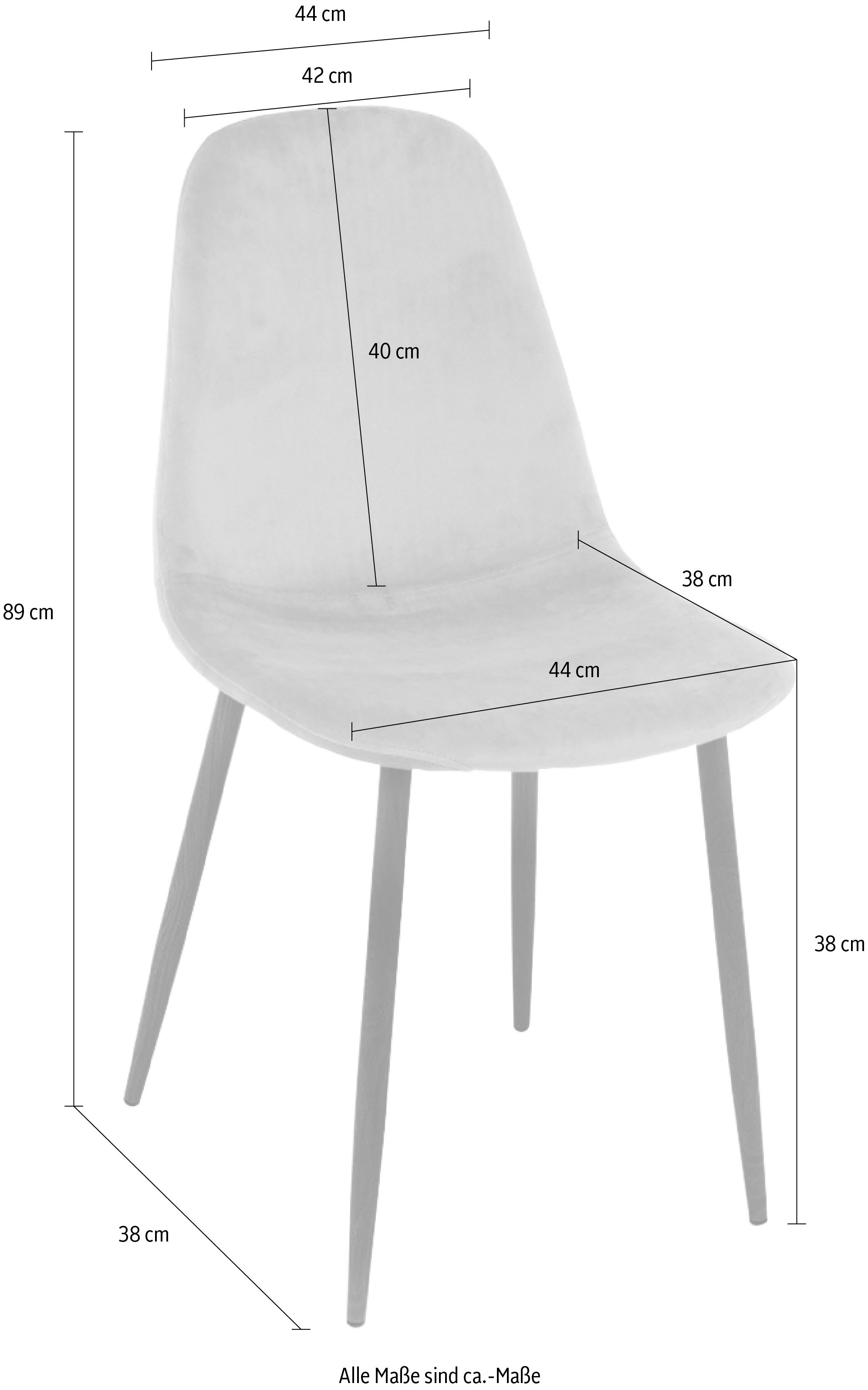 Paroli Polsterstuhl »Skadi«, (Set), 2 St., Velourstoff fein, (2 oder 4 Stück), mit Veloursbezug und in 2 Gestellfarben