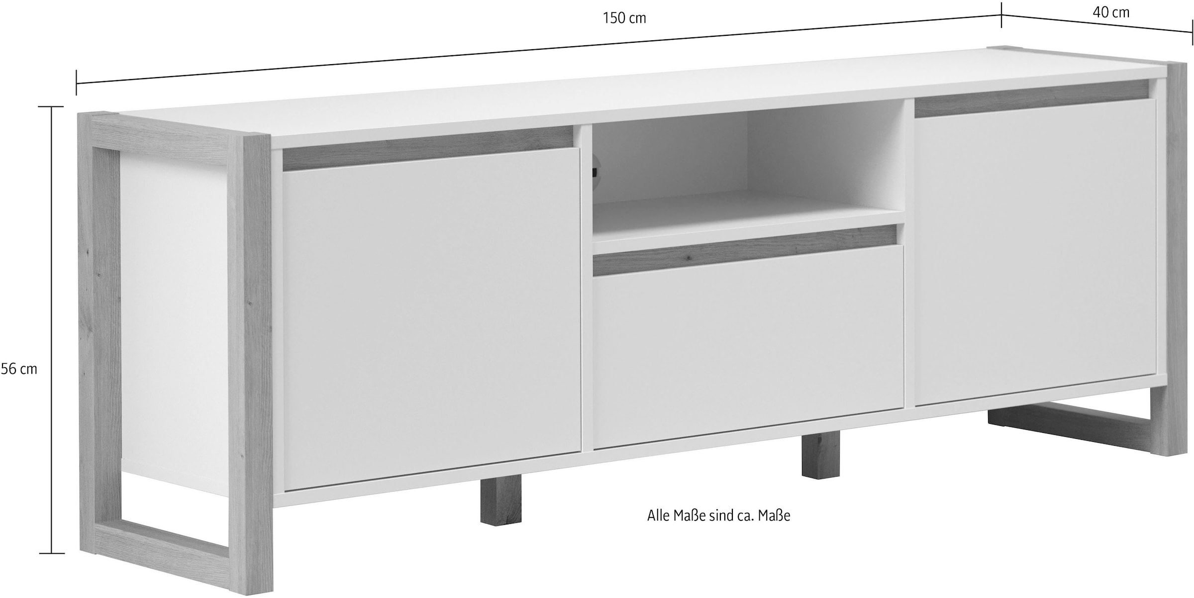 andas Lowboard »Drammen«, TV Schrank, hellbraun / weiss, matt, Breite 150 cm