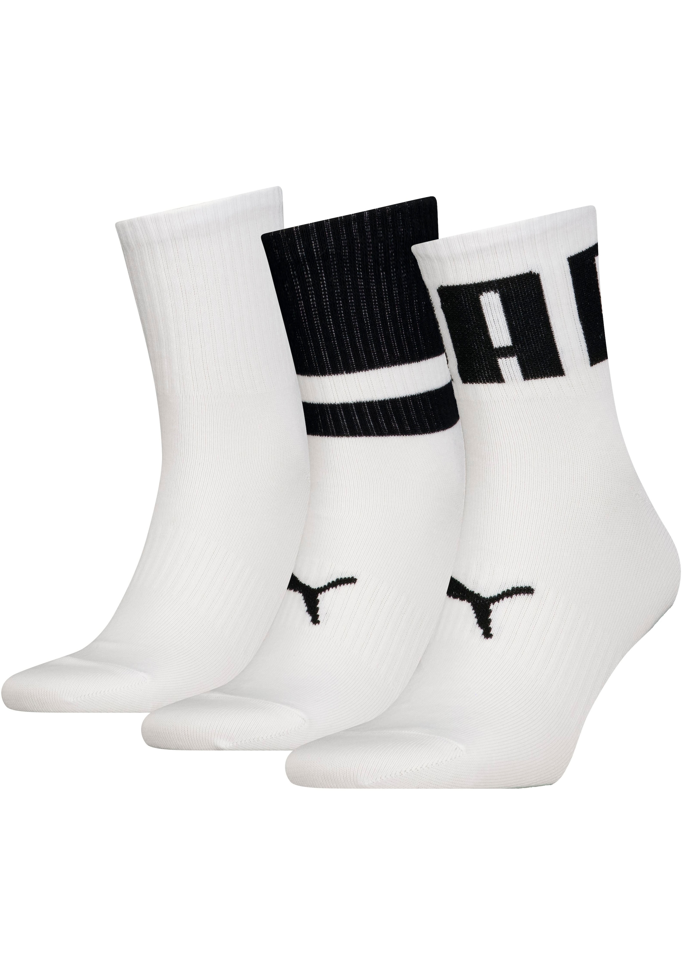 PUMA Socken »Unisex PUMA UNISEX BIG LOGO SHORT CREW«, (Packung, 3 Paar), mit Logostickerei