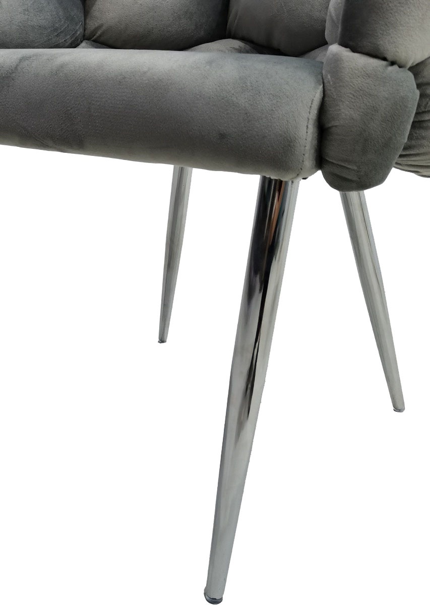 Kayoom Polsterstuhl »Stuhl Grace 125 2er-Set, Gestell aus Eisen, bequem gepolstert«, (Set), 2 St., Graziöses Design, absolutes Eye-Catcher, geflochtener Rücken
