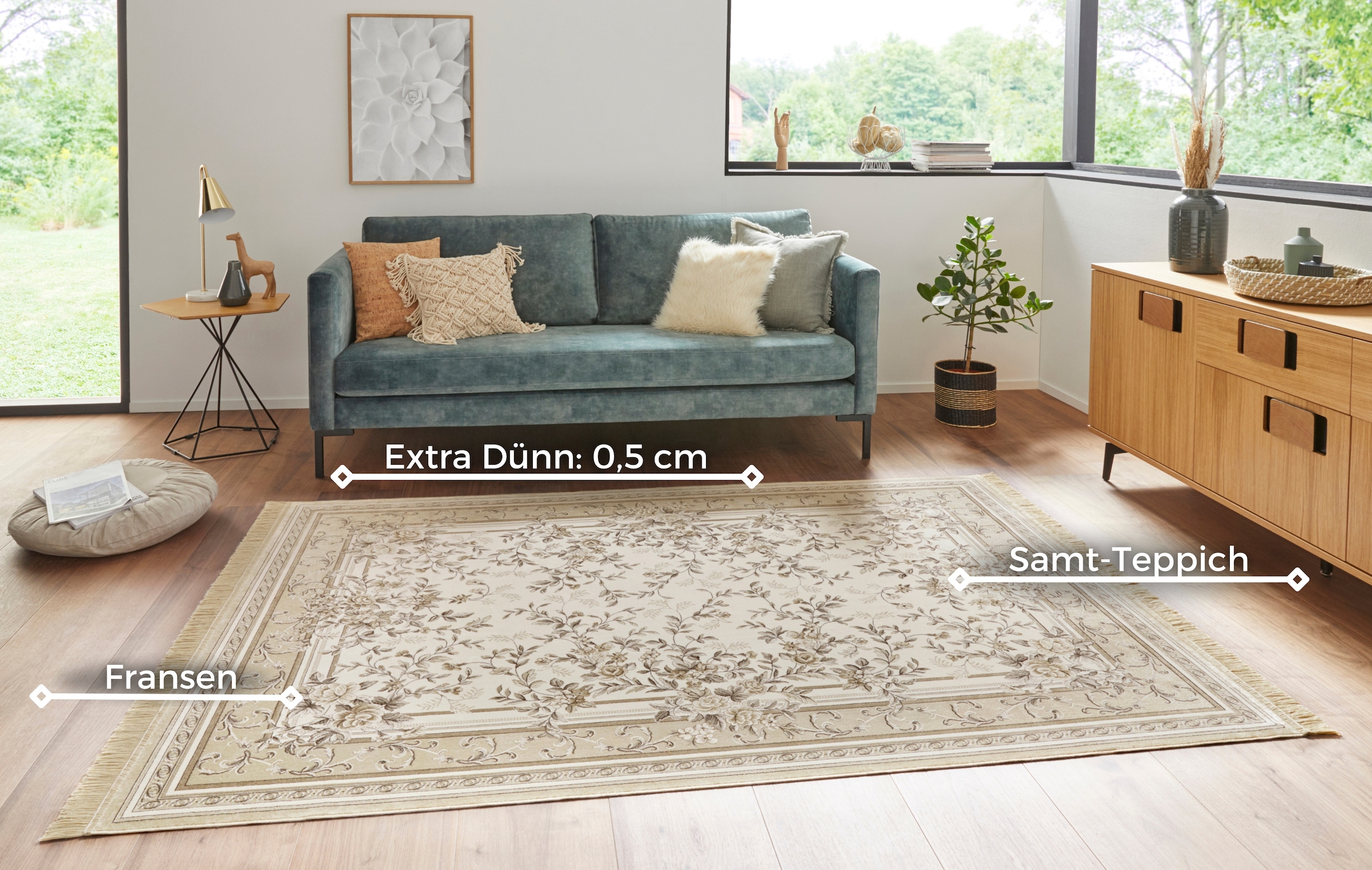 HANSE Home Teppich »Antik Flowers«, rechteckig, 5 mm Höhe, Orientalisch mit Fransen, Orient, Wohnzimmer, Schlafzimmer, Esszimmer