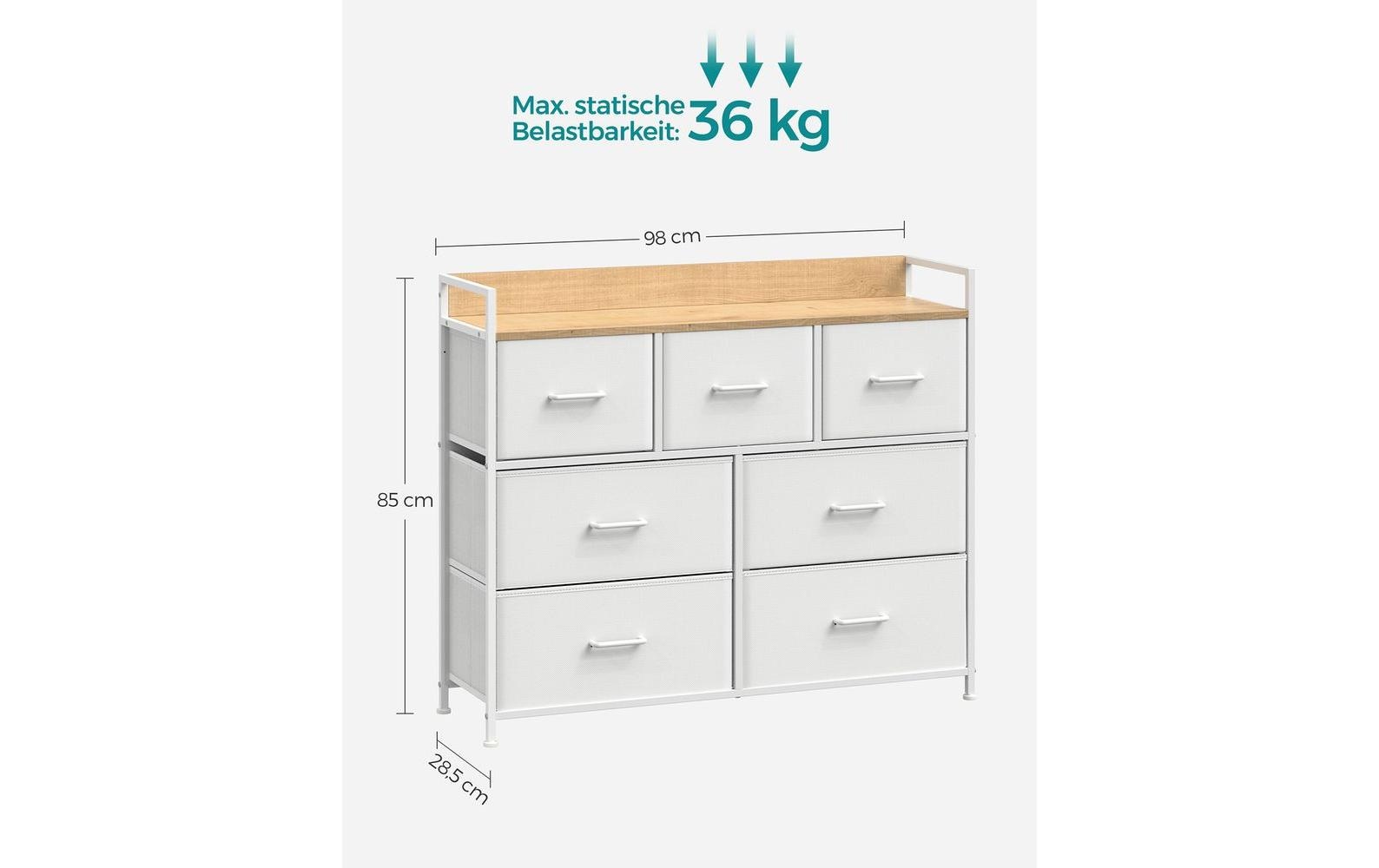 SONGMICS Kommode »mit 7 Schubladen 98 x 85 cm Weiss«