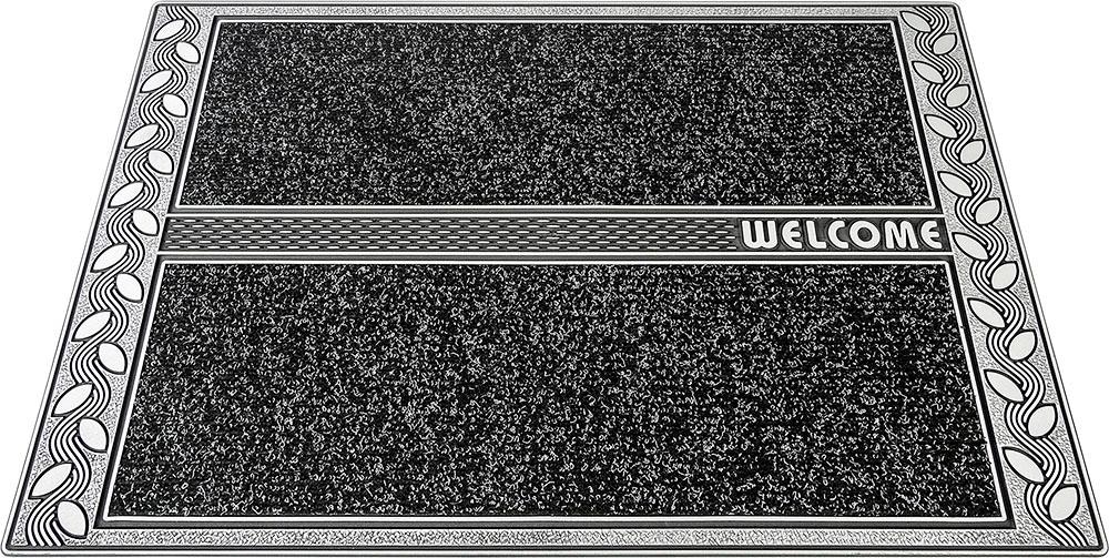 Home2Fashion Fussmatte »SE Clean Leaves, Welcome«, rechteckig, 8 mm Höhe, Schmutzfangmatte, mit Spruch, robust, In- und Outdoor geeignet