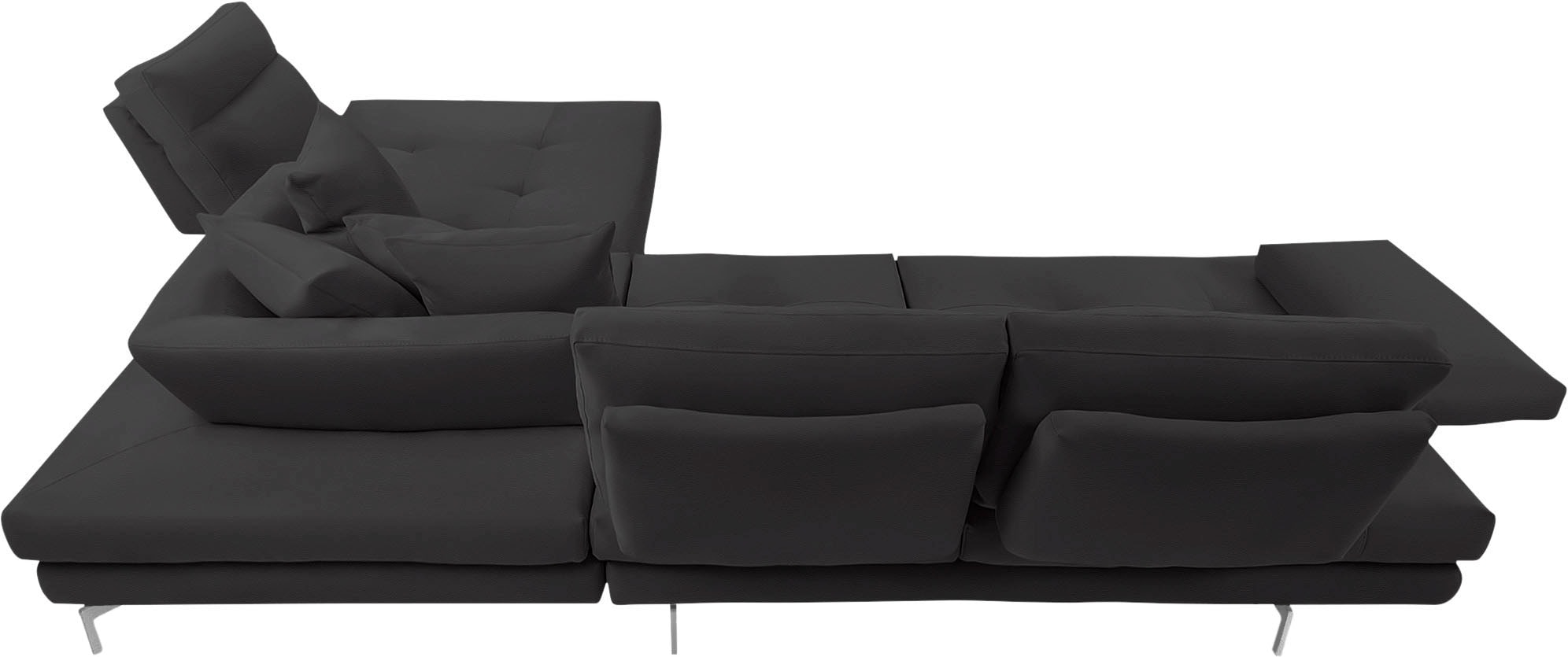 CALIA ITALIA Ecksofa »Toby Wing, L-Form, Designsofa mit sensationellem Sitzkomfort«, Sitztiefenverstell.,wahlw. mit Kissen-Set, Füsse chrom glänzend