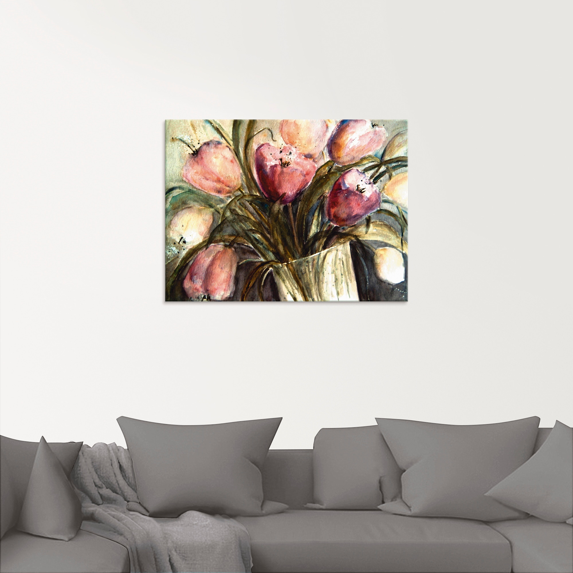 Artland Glasbild »Lila Tulpen in Vase«, Blumen, (1 St.), in verschiedenen Grössen