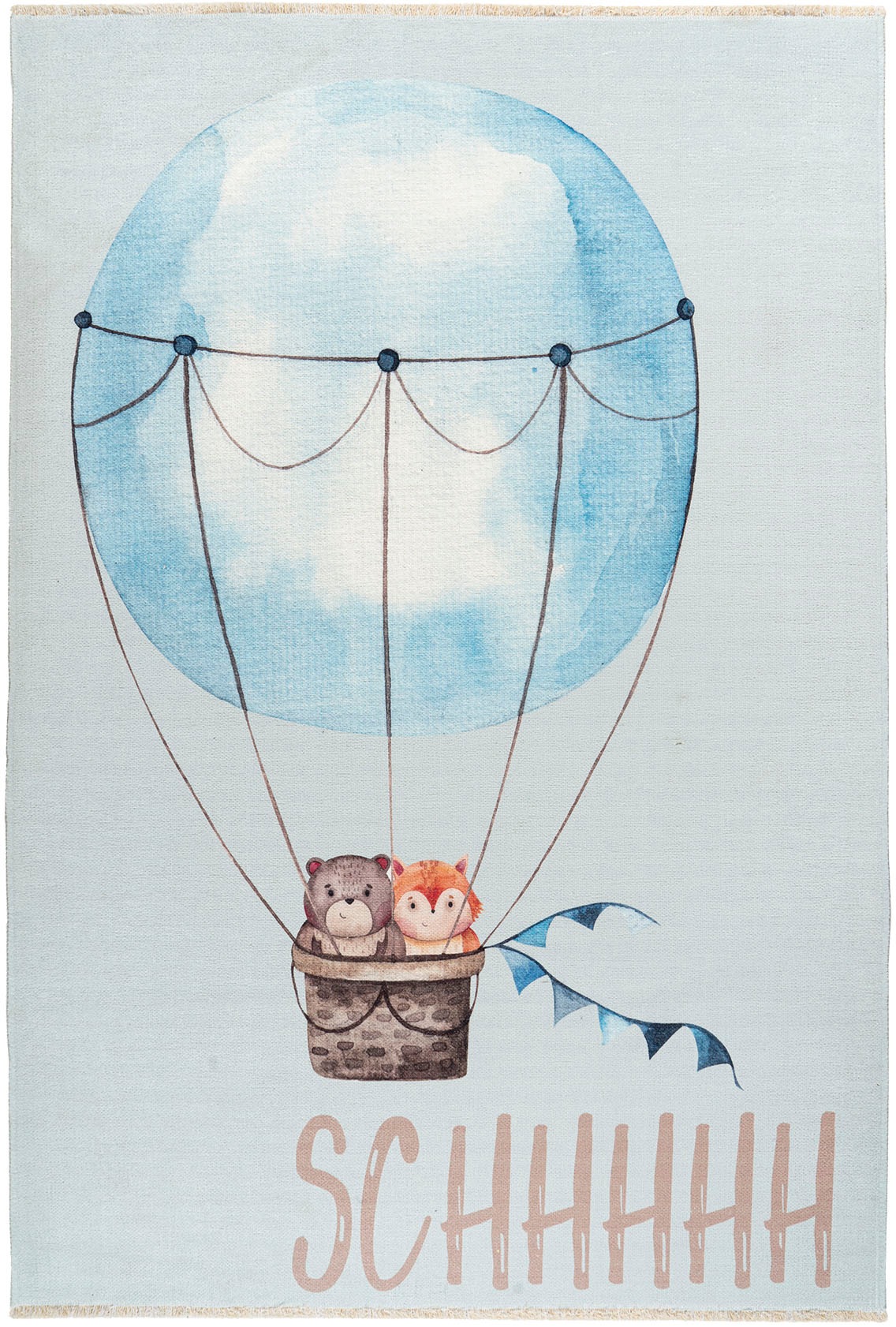 Obsession Kinderteppich "My Greta 601" rechteckig 6 mm Höhe Kurzflor, Motiv Heißluftballon, mit Fransen, Kinderzimmer
