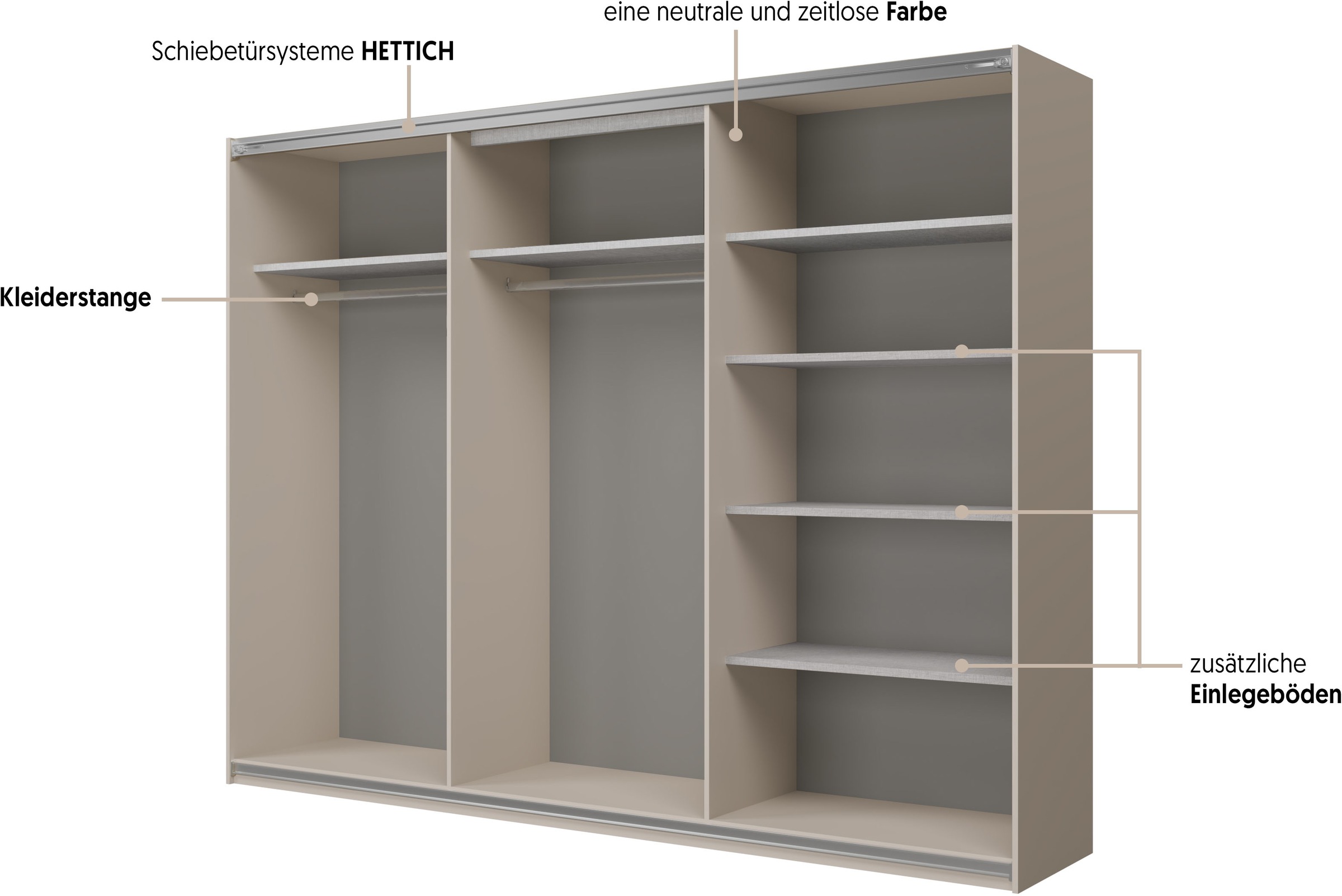 Home affaire Schiebetürenschrank »Cube Garderobenschrank incl.kompletter Innenausstattung«, Moderner Kleiderschrank, Schiebetürenschrank, Garderobe