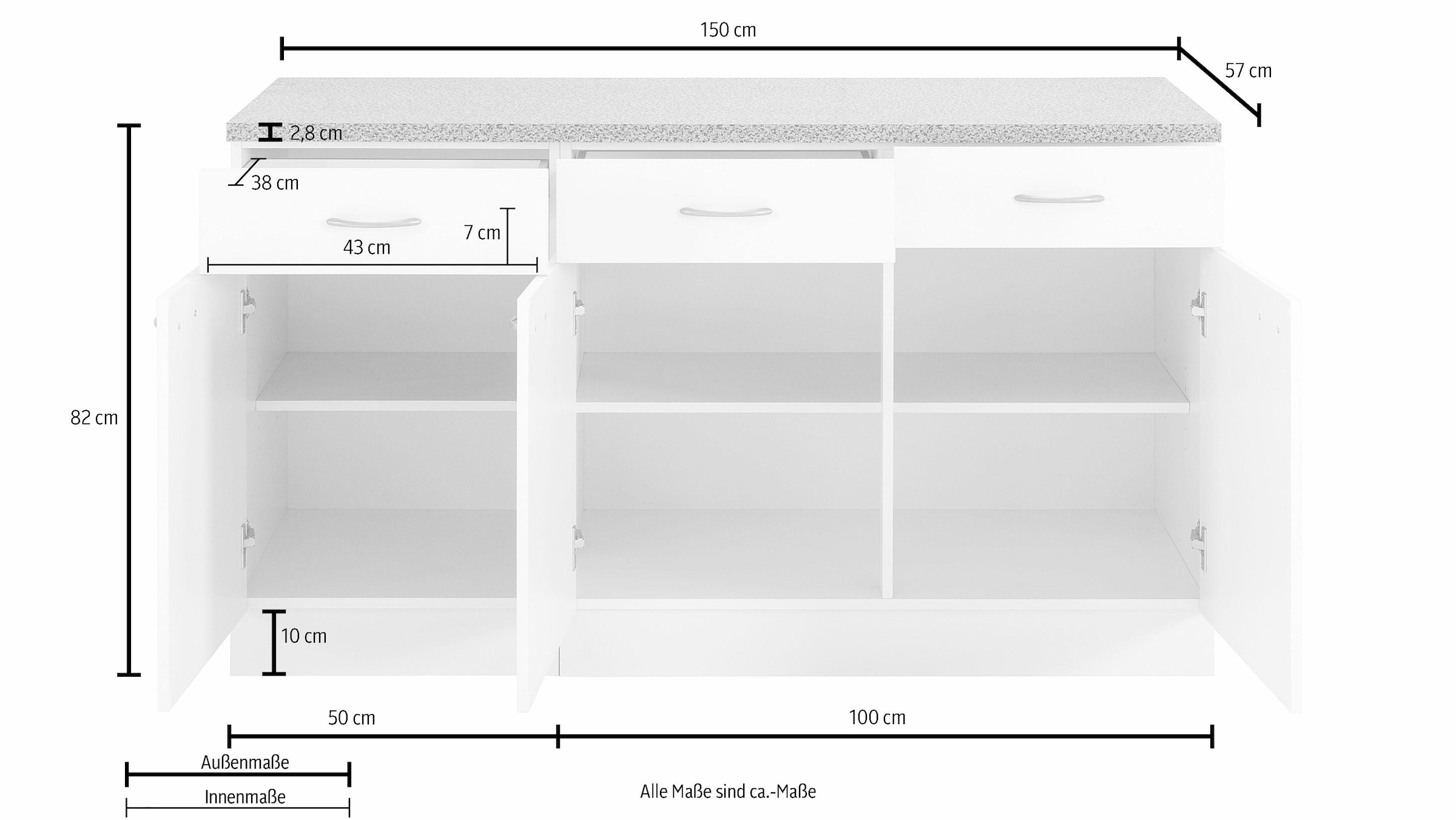 Jelmoli-Versand Unterschrank wiho online »Kiel«, Küchen breit 150 cm | bestellen