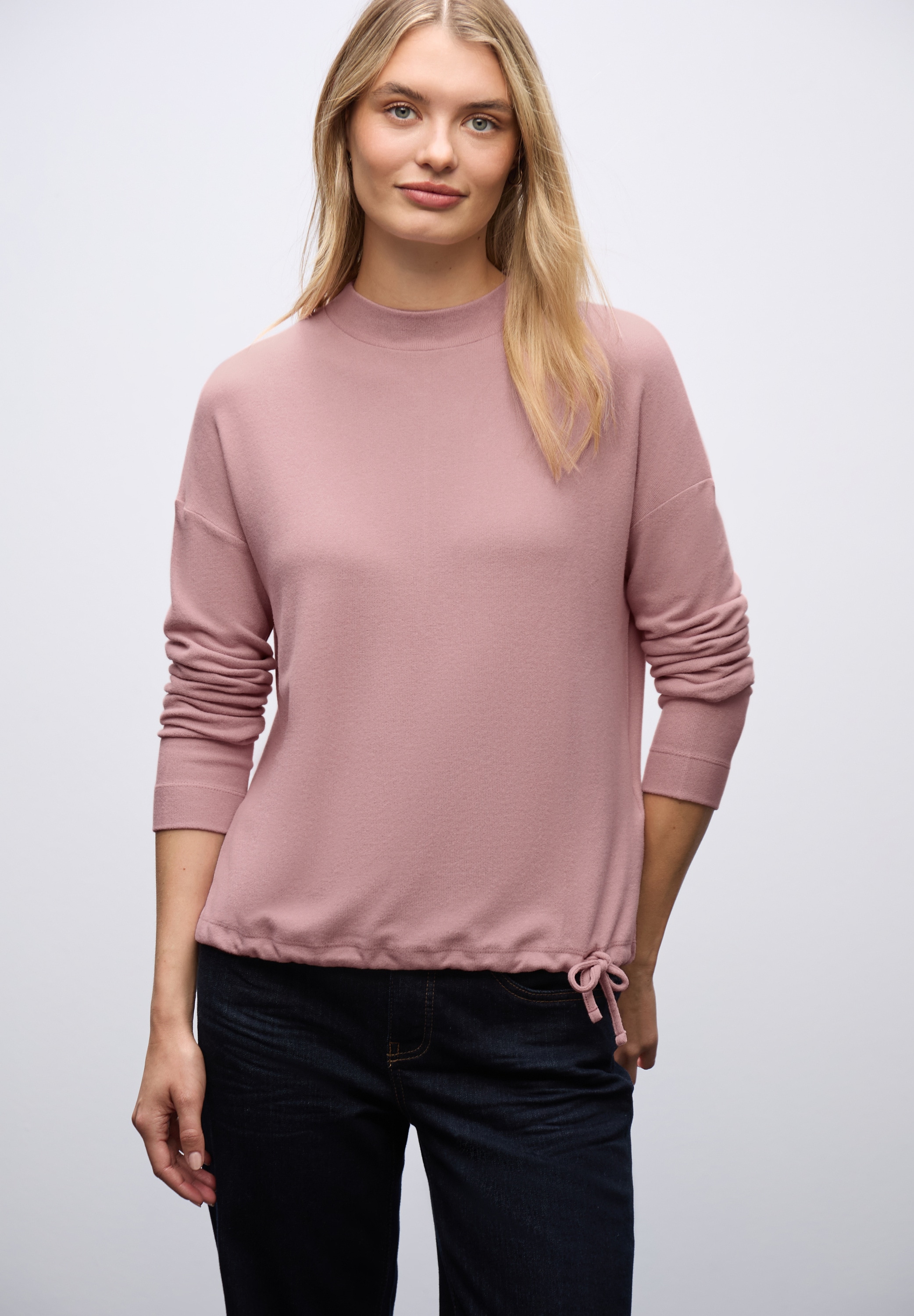 STREET ONE Langarmshirt mit Tunnelzug am Saum