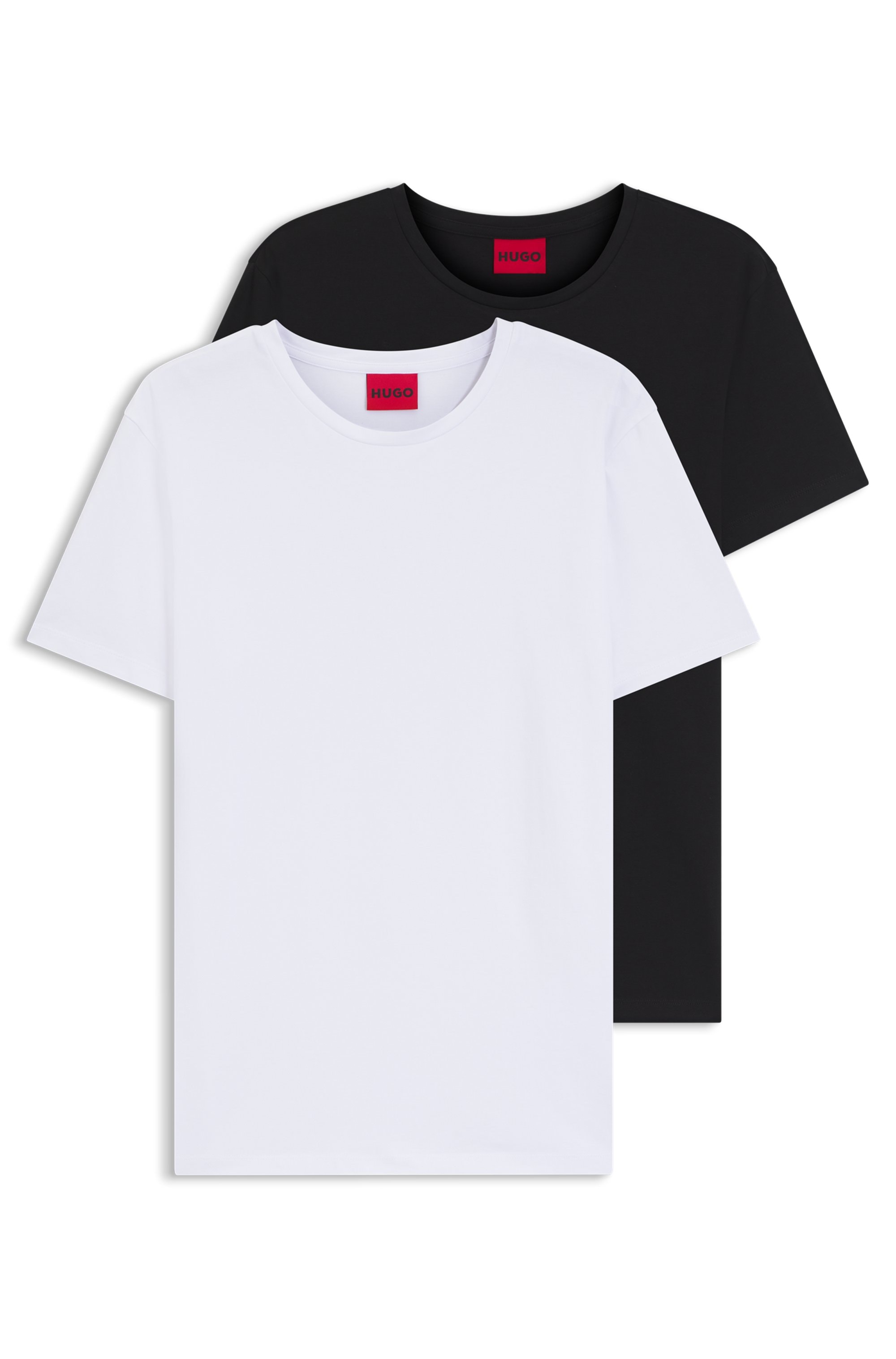 HUGO T-Shirt "HUGO-Round" Packung, 2er, Rundhalsausschnitt, Slim-Fit, HUGO Logo-Druck