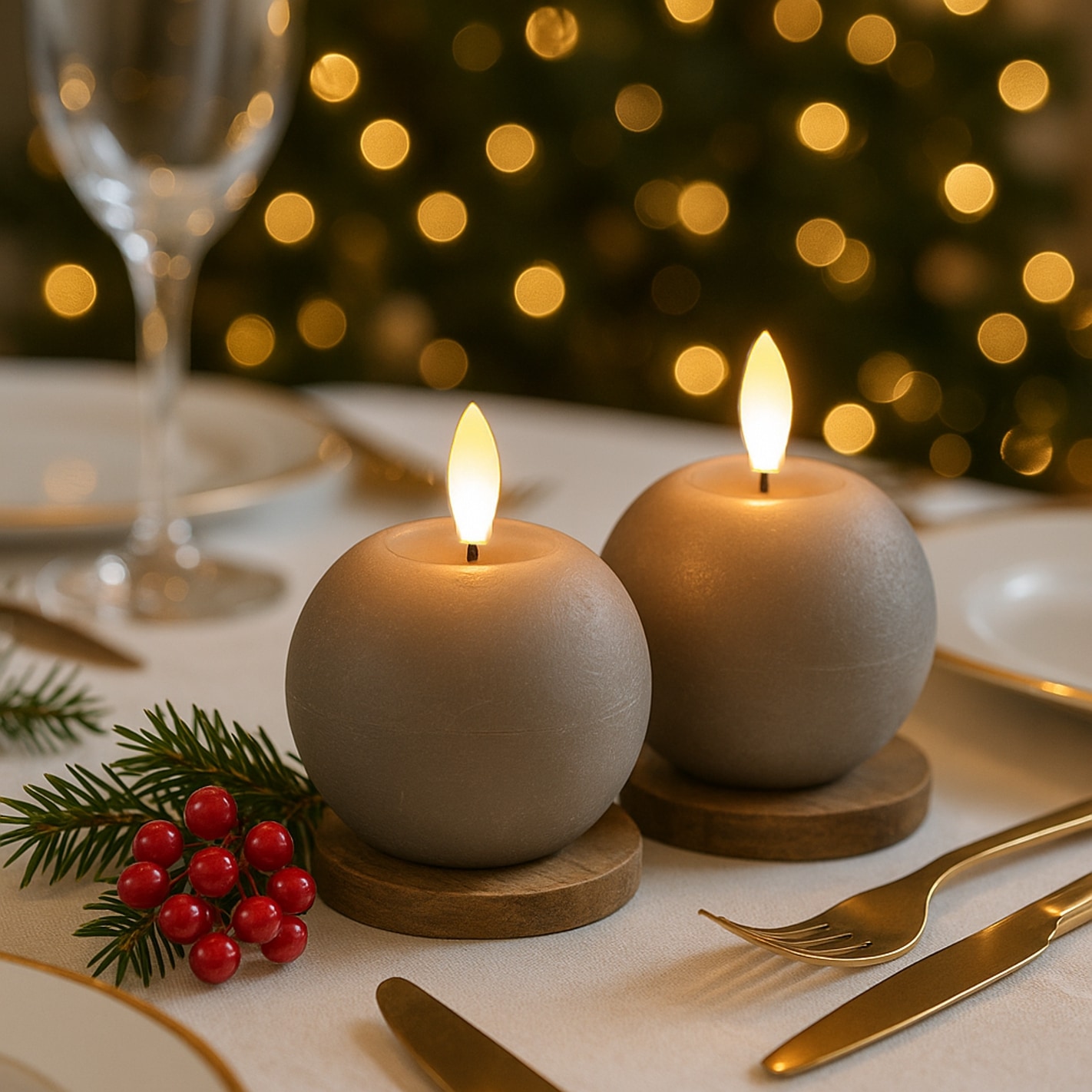I.GE.A. LED-Kerze »LED Echtwachskerze 2er Set«, Mit Timer Flackernd Stumpenkerze Adventskerzen Adventskranz
