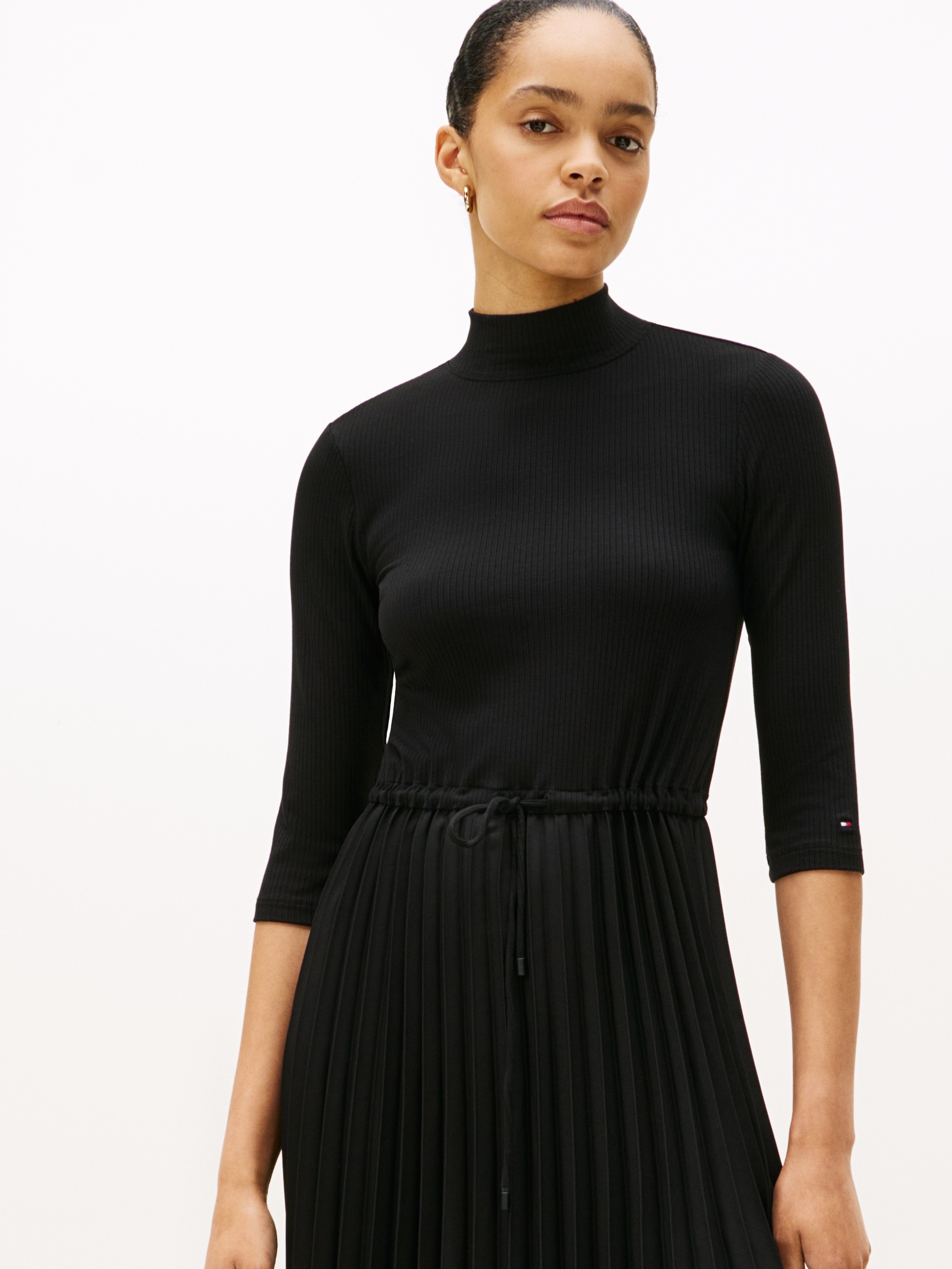 Tommy Hilfiger A-Linien-Kleid »SLIM 5X2 RIB MIX MIDI DRS«