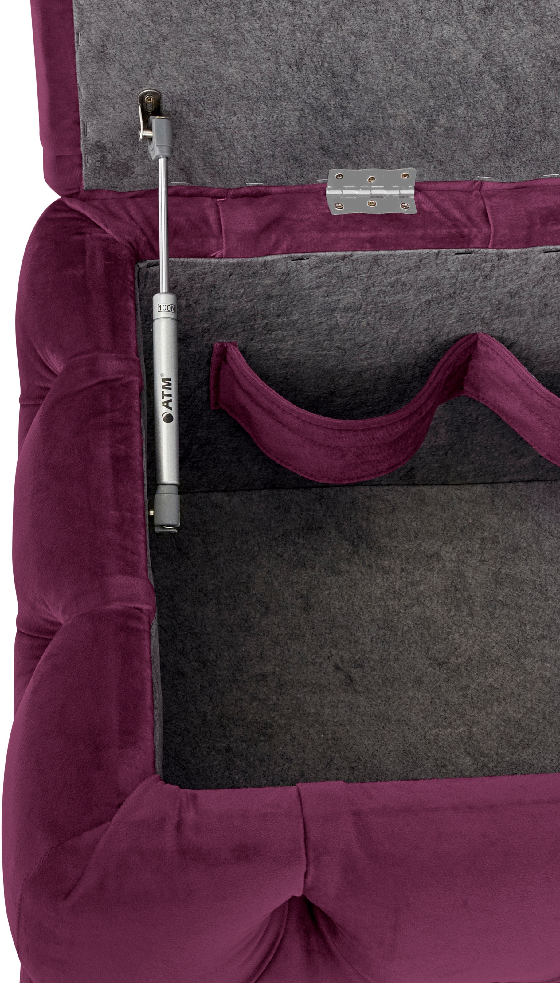 Home affaire Polsterhocker »KALINA, hochwertige Knopfheftung, B/T/H: 120/55/45 cm«, mit Staufach und innenliegenden Laschen zur besseren Aufbewahrung