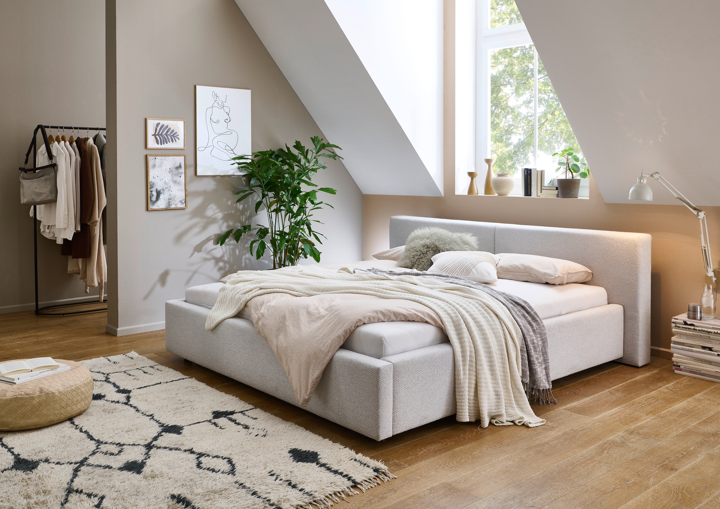 meise.möbel Polsterbett "Cube wahlweise mit Matratze und Bettkasten" extra flaches Kopfteil, erhältlich in den Breiten 140cm, 160cm & 180cm