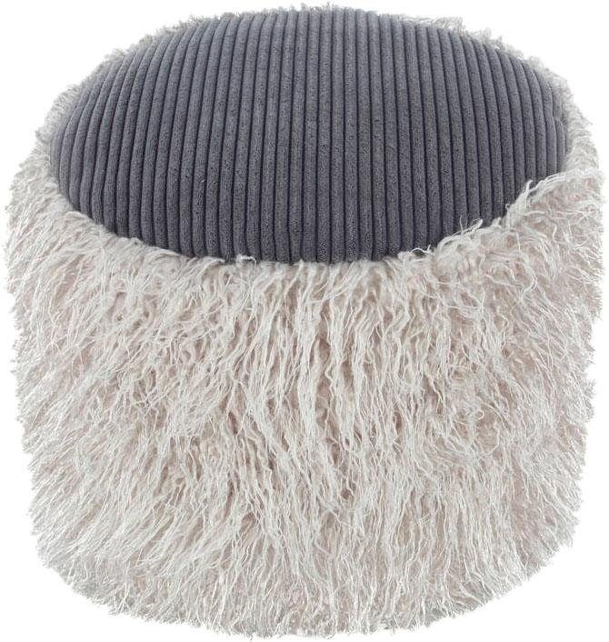 Kayoom Pouf »Fellpouf Bobtail 125, Fellhocker in zweifarbigem Design«, (1 St.), modern, dekorativ, kindersicherer Reissverschluss an der Unterseite