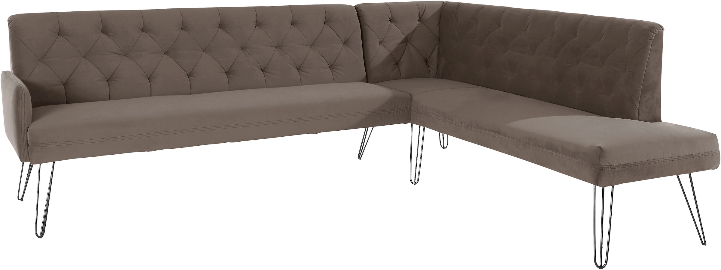 exxpo - sofa fashion Eckbank »Doppio, Chesterfield Optik, komfortabel und bequem, hohe Designfüsse«, Frei im Raum stellbar