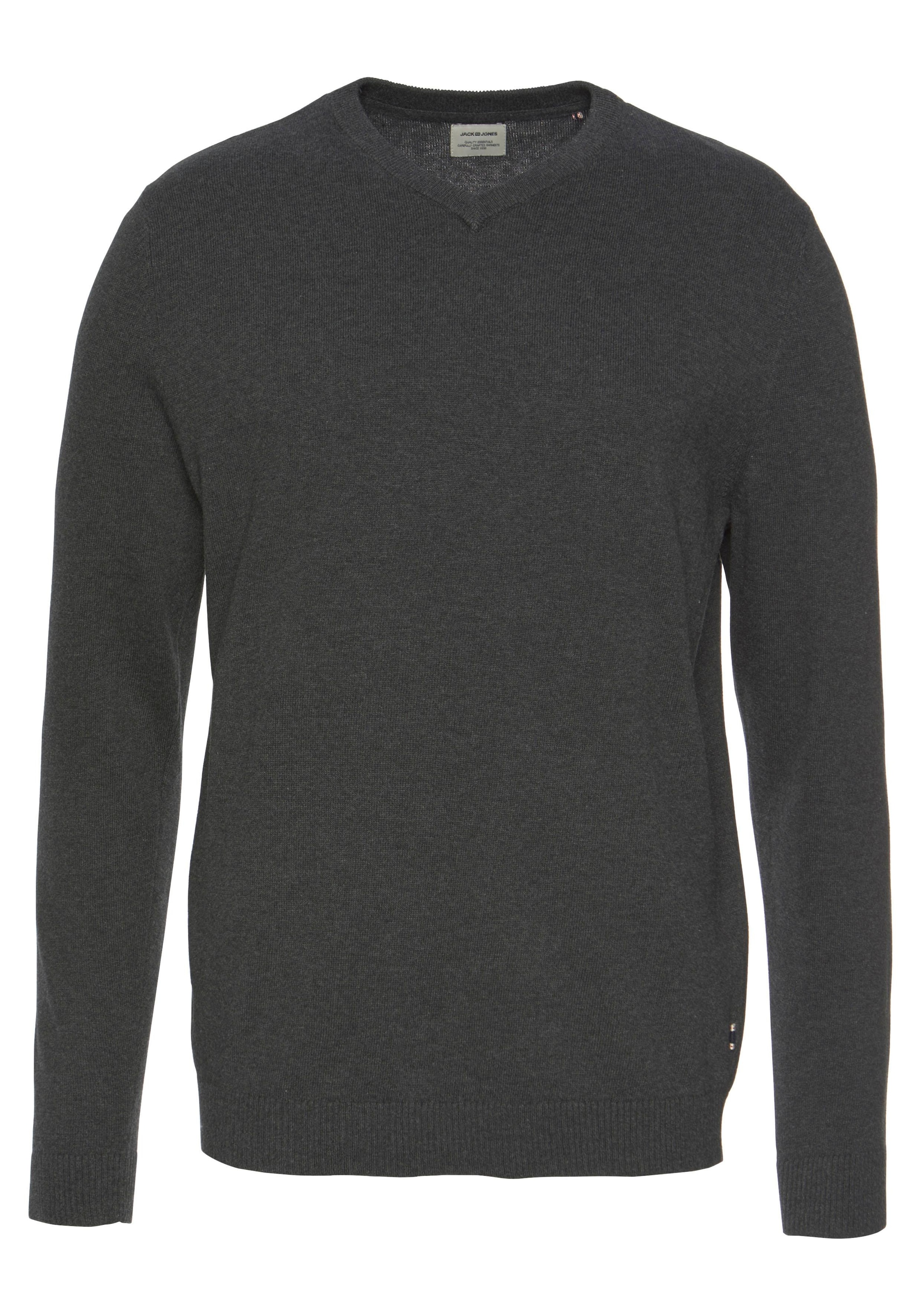 Jack & Jones V-Ausschnitt-Pullover »JJEBASIC mit V-Ausschnitt, ideal für Herbst und Alltag«, unifarben, modisch, slim fit, Baumwolle, V-Ausschnitt