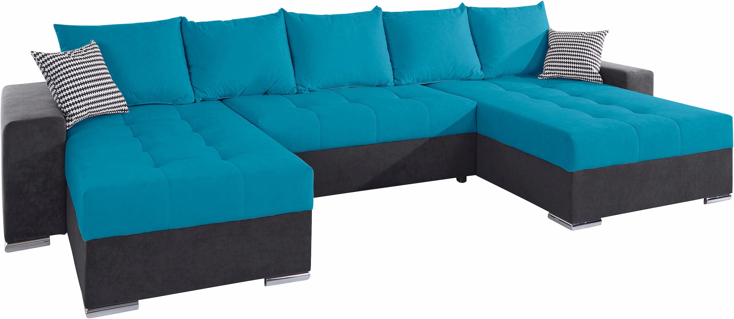 COLLECTION AB Wohnlandschaft »XXL-Josy U-Form, Breite 333 cm, mit 2 Recamieren 77 & 97 cm«, inkl. Bettfunktion, Bettkasten, mit 5 gleich grossen Rückenkissen