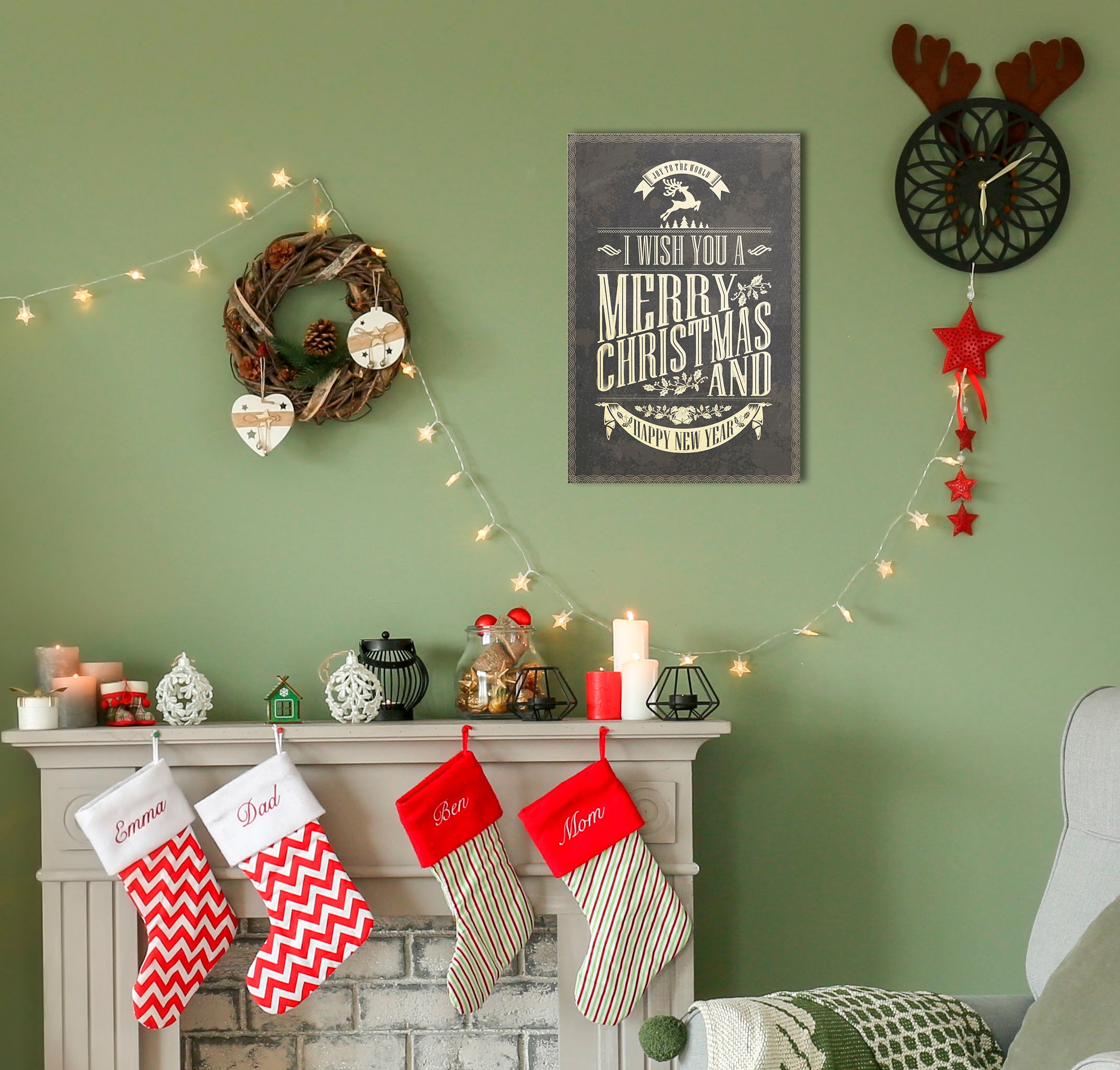queence Metallbild »Joy to the World«, Schriftzüge-Schriftzug-Weihnachten, (1 St.), Stahlschild, Blechschild, Sprüche, Texte, Weihnachten