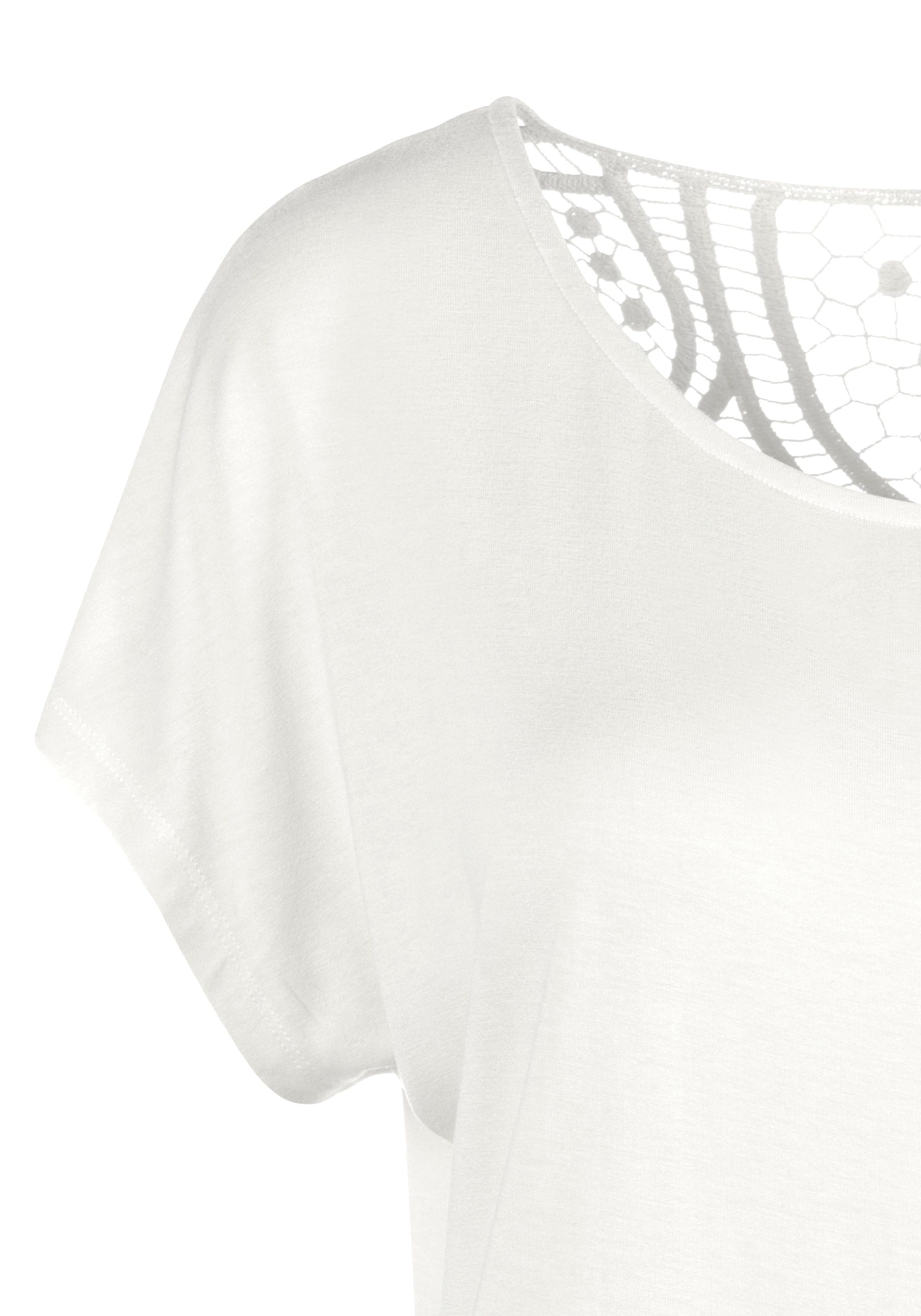 Vivance Kurzarmshirt »mit Häkelspitze am Rücken«, aus weichem Viskose-Stretch
