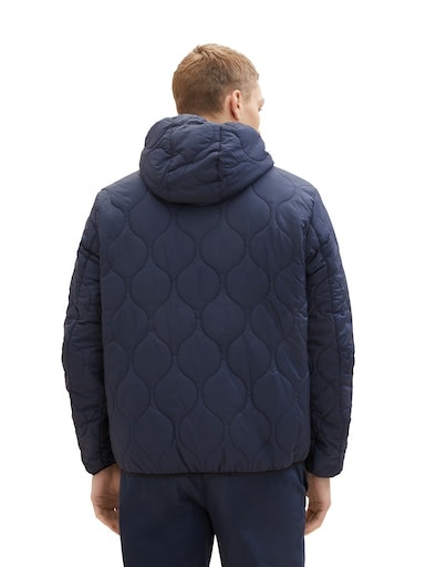 TOM TAILOR Denim Steppjacke, mit Kapuze, mit Logo-Badge am Ärmel