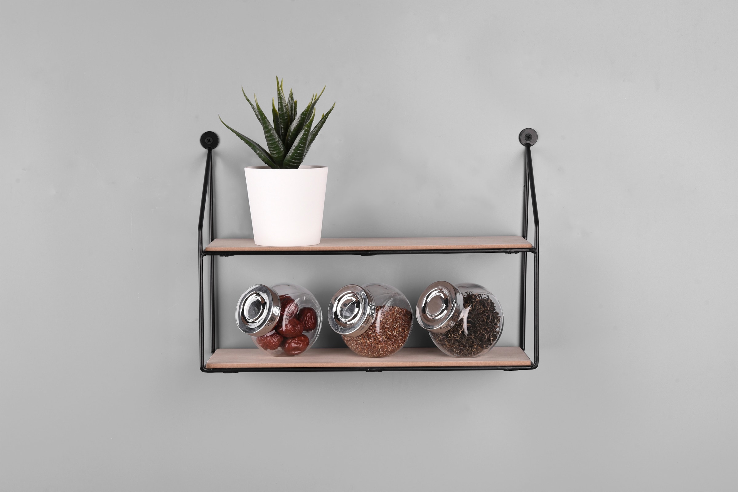 MIRRORS AND MORE Wandregal »Belina«, (1 St.), Kombination aus Holz und Metall