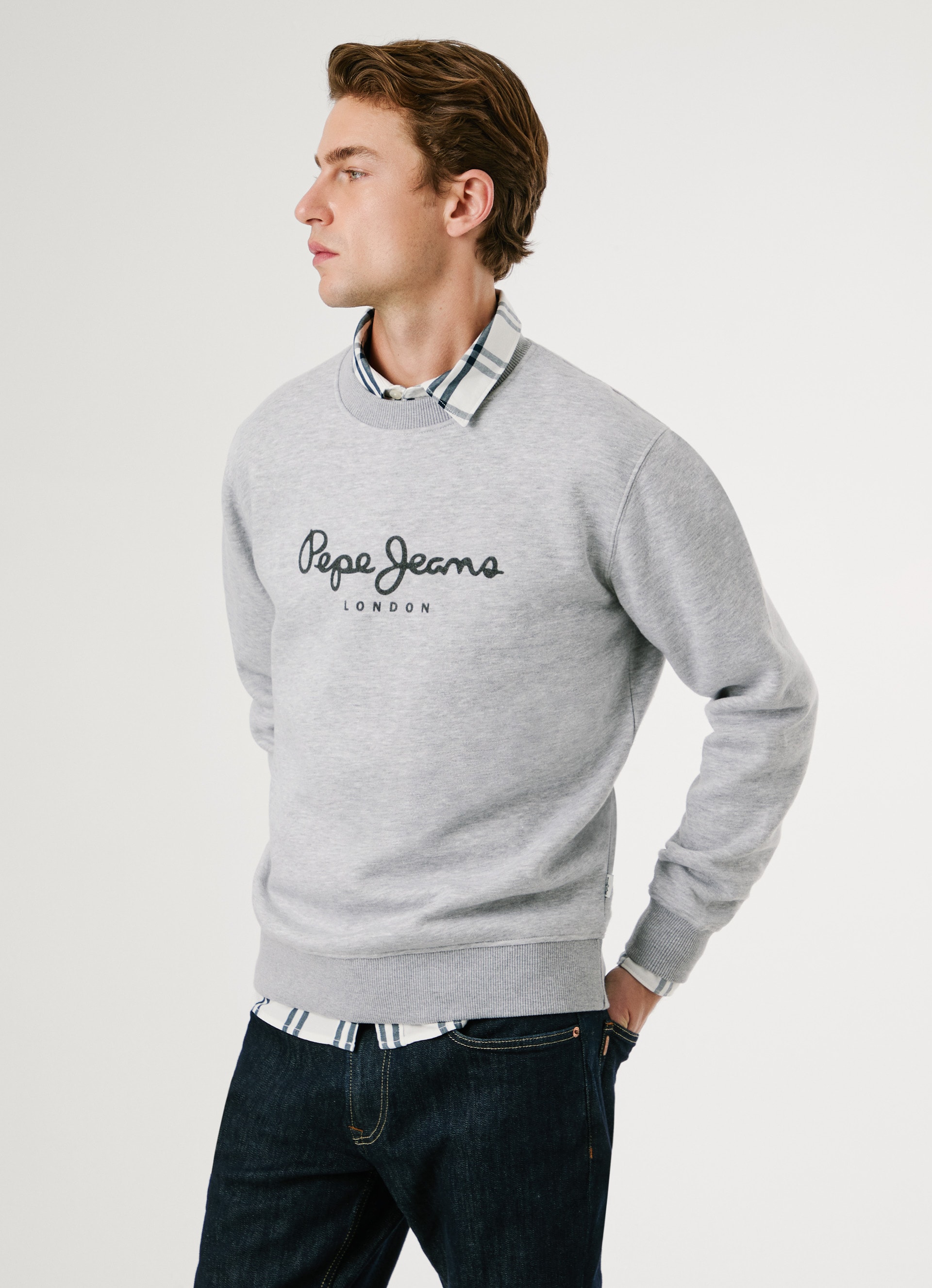 Pepe Jeans Sweatshirt »MACBETH MELANGE CREW«, Rundhalsausschnitt, Logo