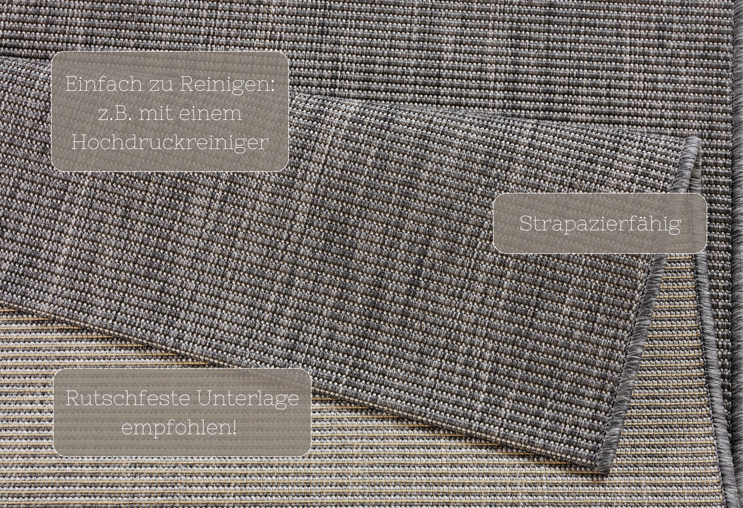 HANSE Home Teppich »Match«, rechteckig, 8 mm Höhe, In-& Outdoor, Kurzflor, Läufer, Modern, Unifarben, Wohnzimmer, Balkon