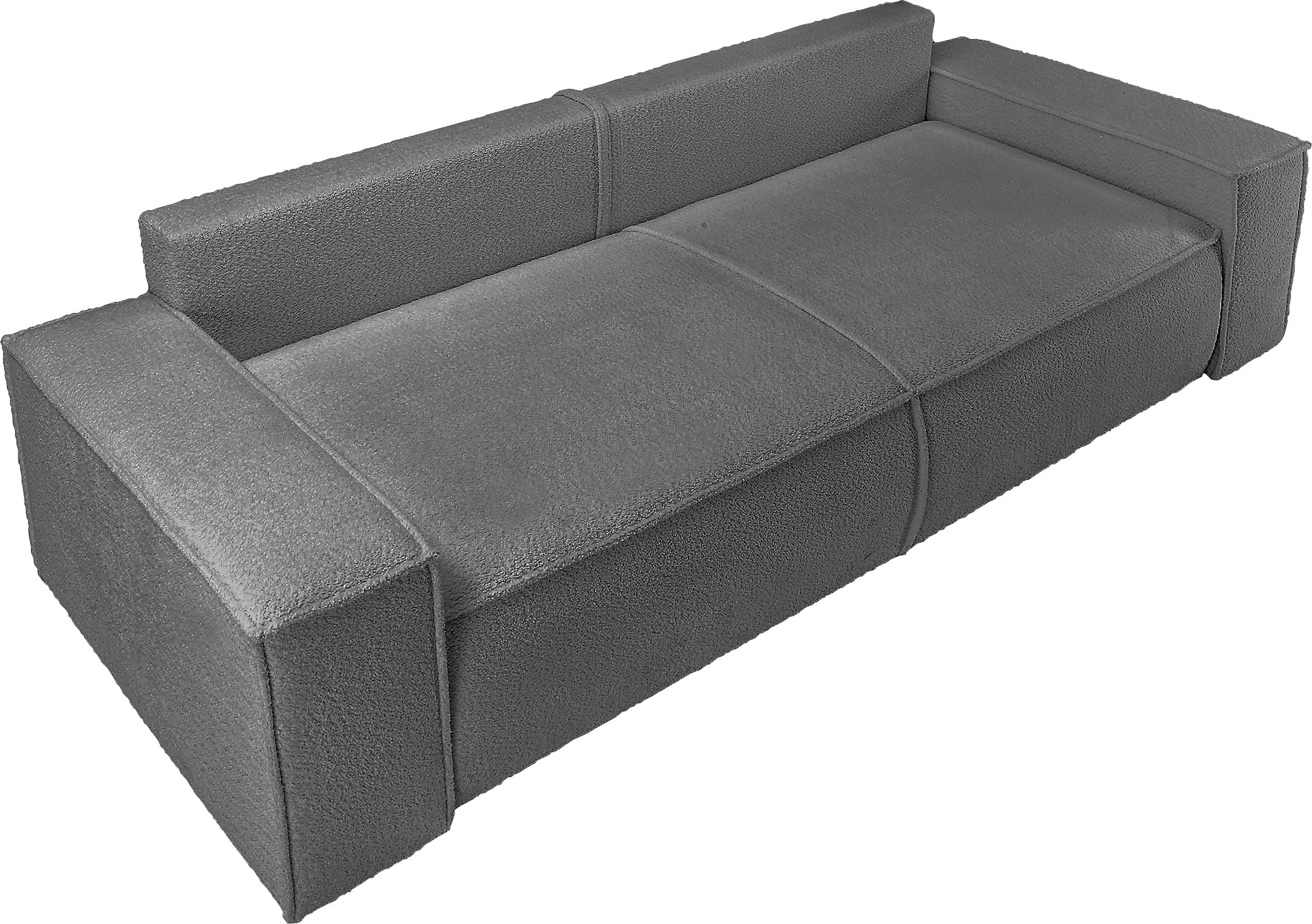 andas 3-Sitzer »FINNLEY Schlafsofa 257 cm, Schlaffunktion mit Bettkasten (200/136cm)«, in Aqua Clean-Bouclé, Struktur fein u. Cord